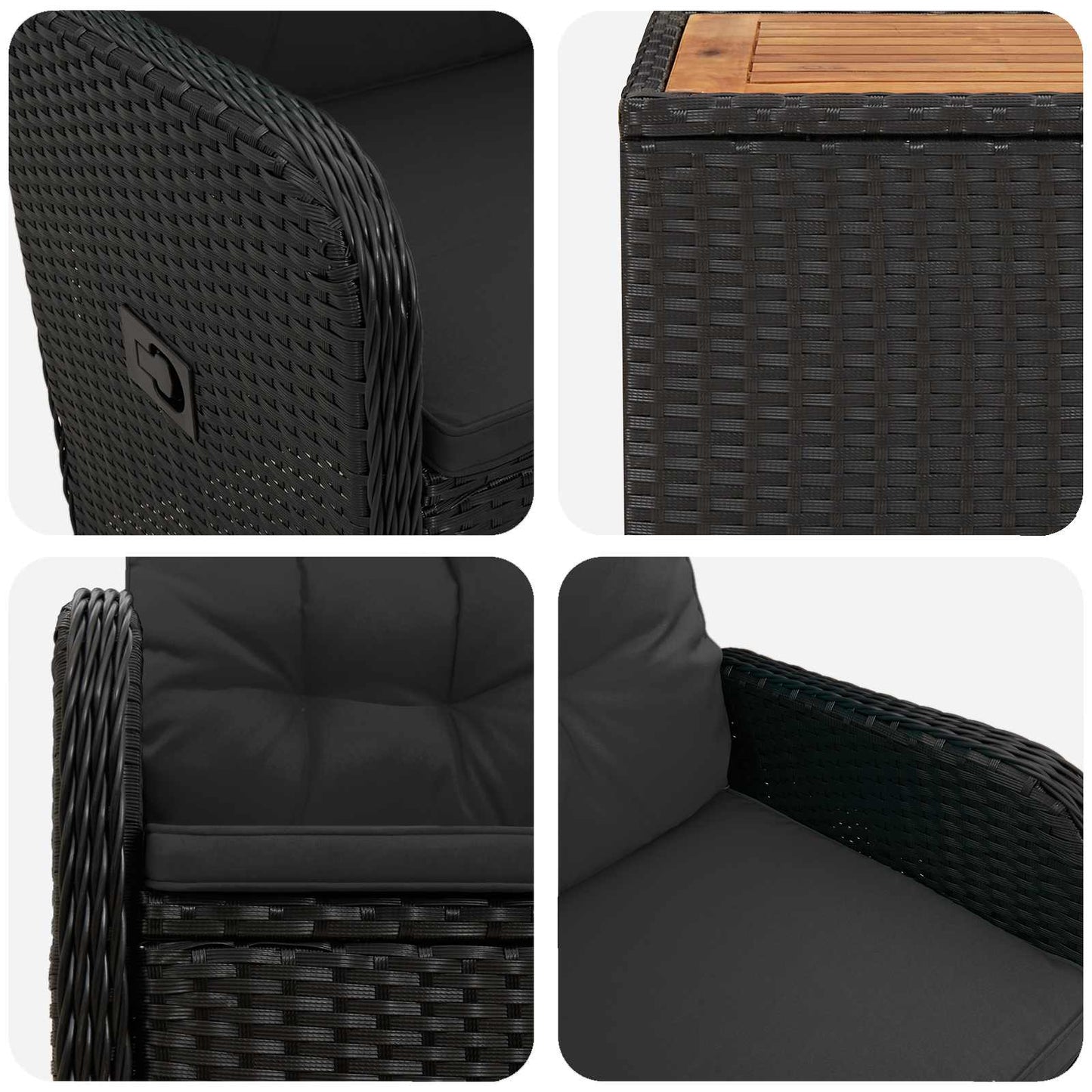 Garten-Lounge-Set 3 stk. Schwarz