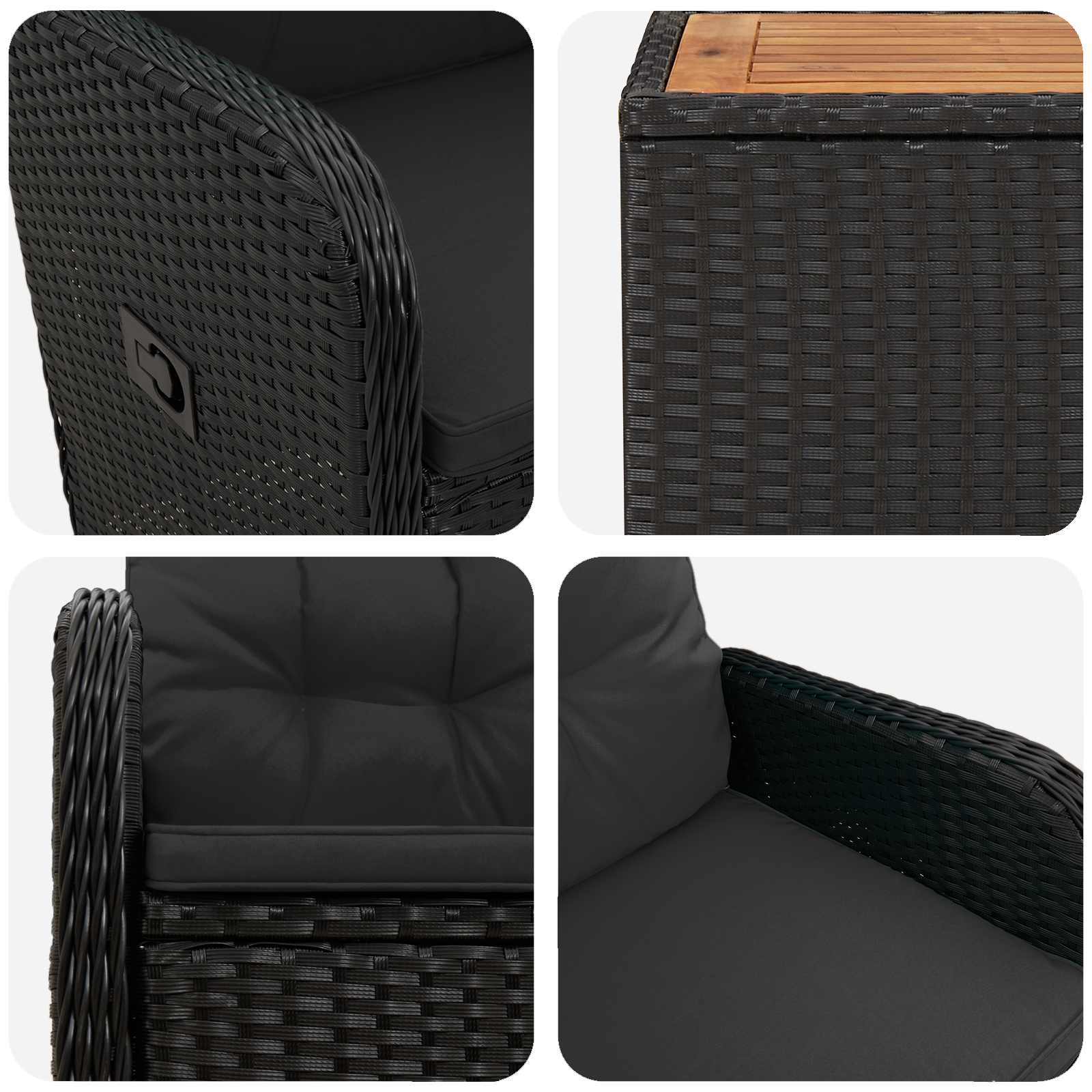 Garten-Lounge-Set 3 stk. Schwarz