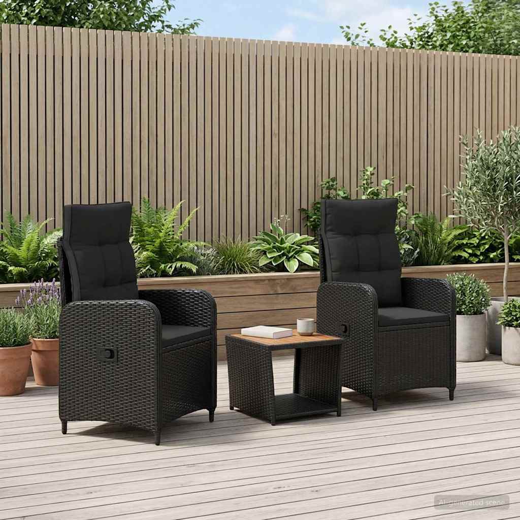Garten-Lounge-Set 3 stk. Schwarz