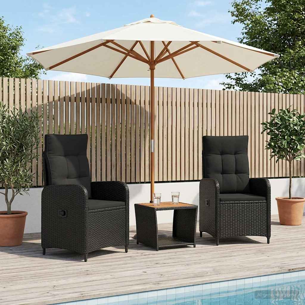 Garten-Lounge-Set 3 stk. Schwarz