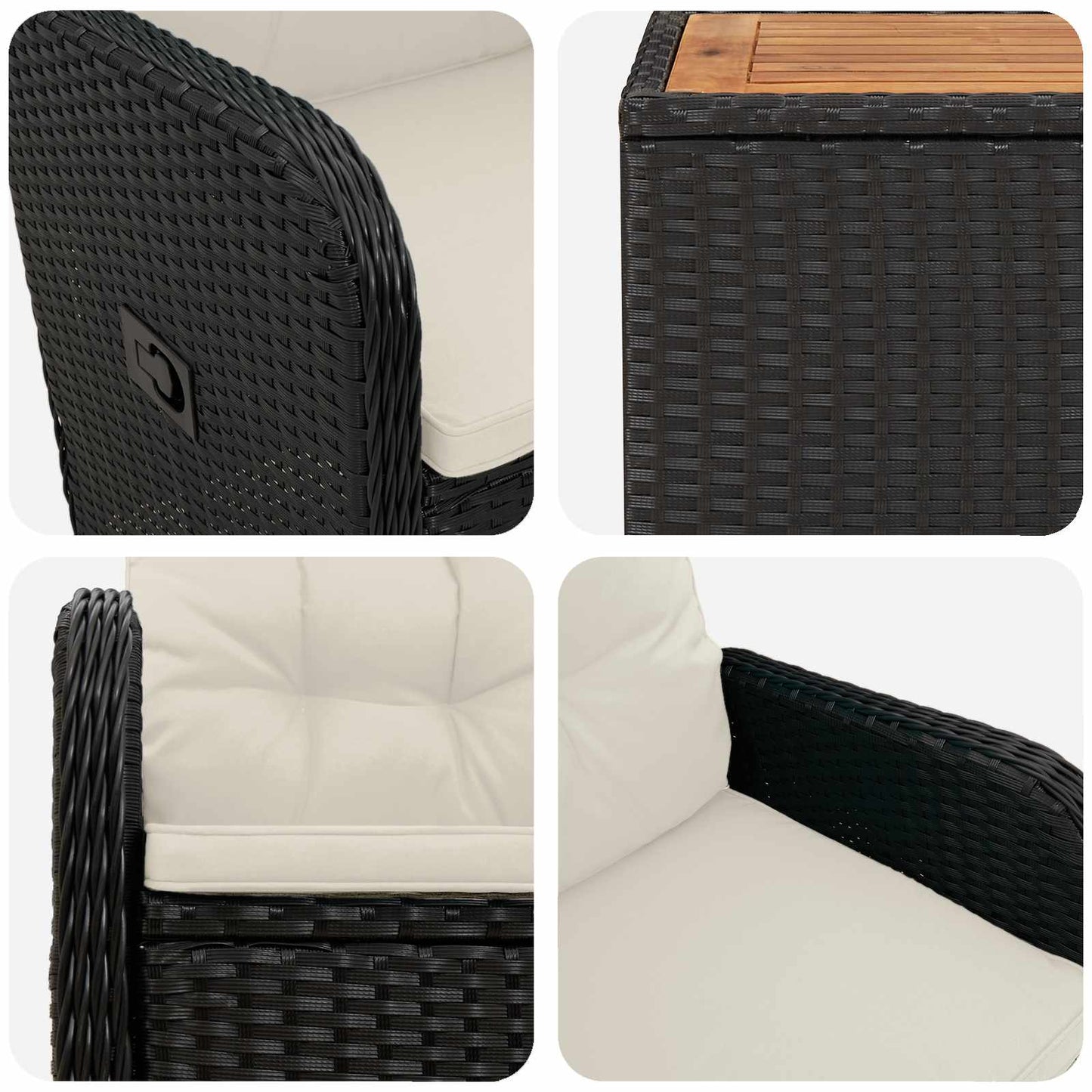 Garten-Lounge-Set 2 stk. Schwarz und Cremeweiß