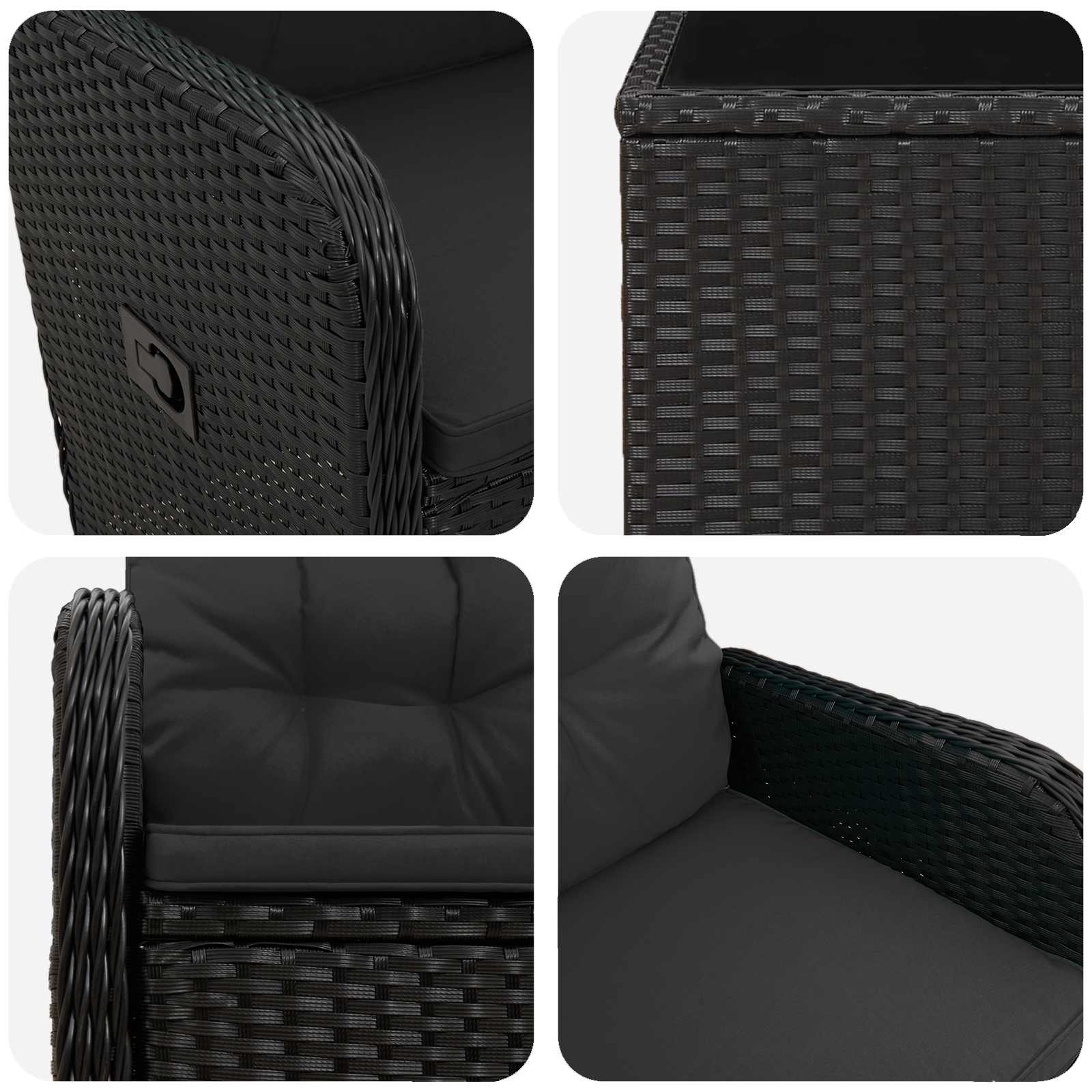Garten-Lounge-Set 2 stk. Schwarz