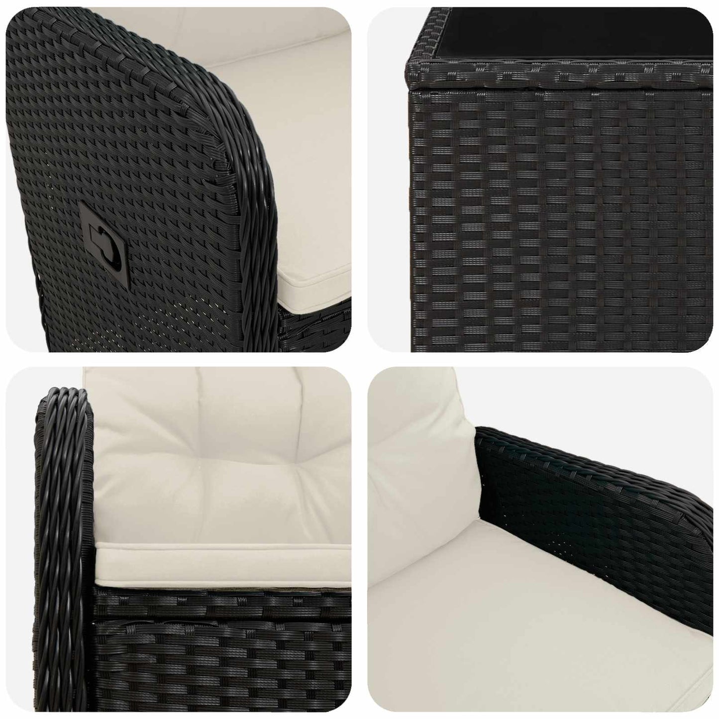 Garten-Lounge-Set 2 stk. Schwarz und Cremeweiß