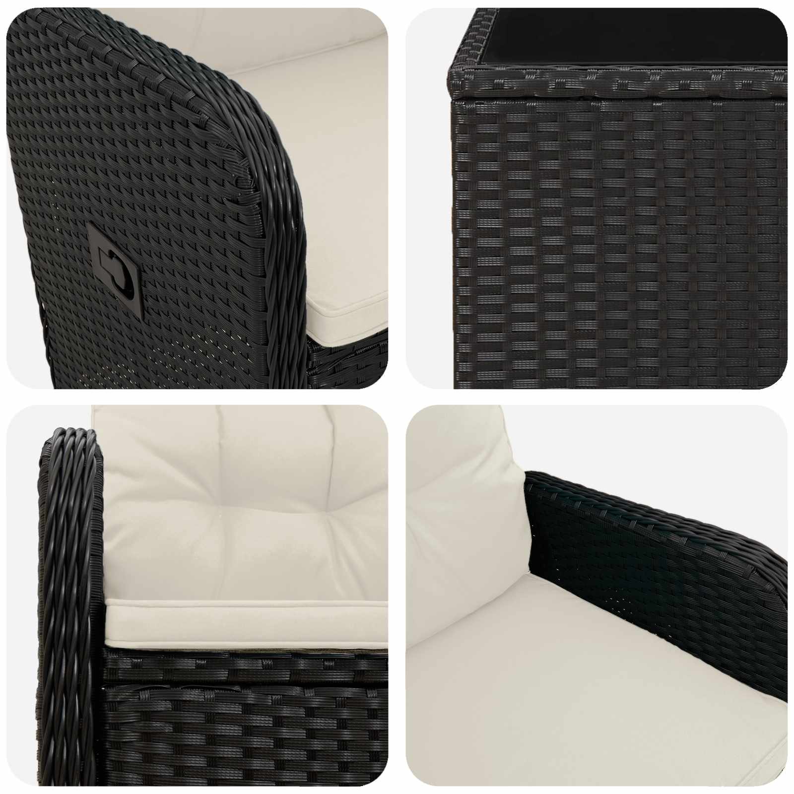 Garten-Lounge-Set 2 stk. Schwarz und Cremeweiß