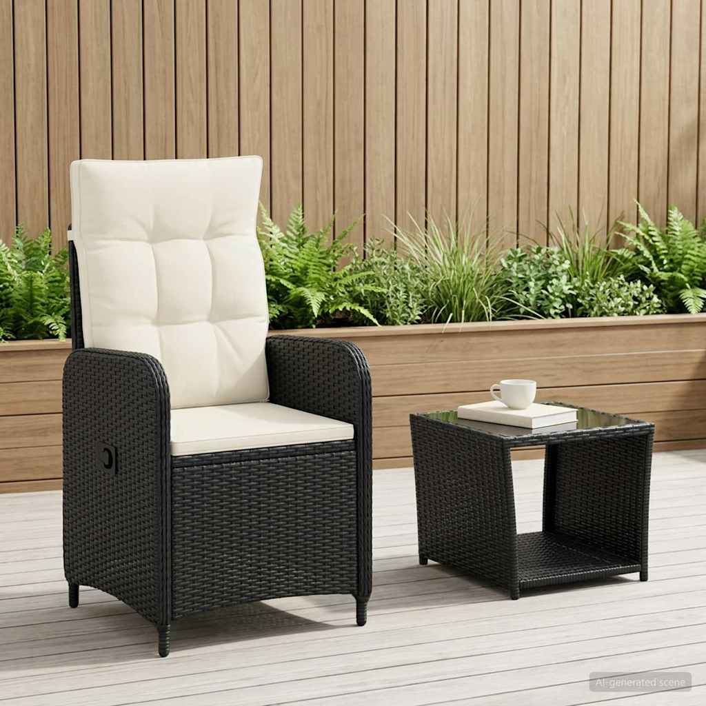 Garten-Lounge-Set 2 stk. Schwarz und Cremeweiß