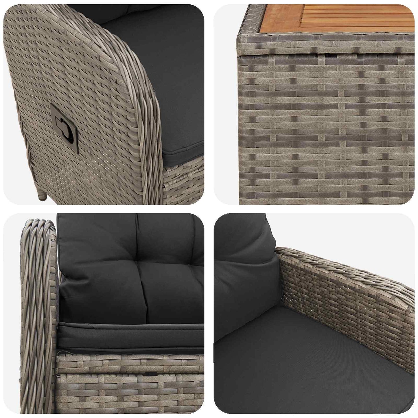 Garten-Lounge-Set 3 stk. Hellgrau und Dunkelgrau