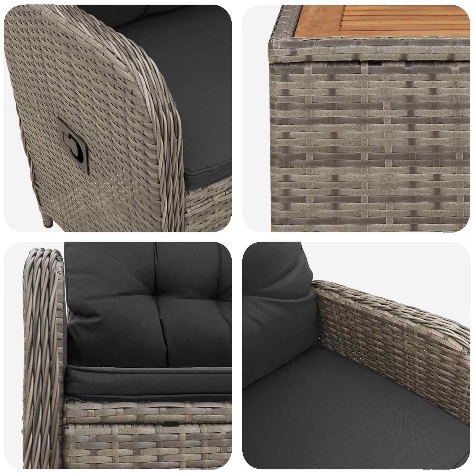 Garten-Lounge-Set 3 stk. Hellgrau und Dunkelgrau