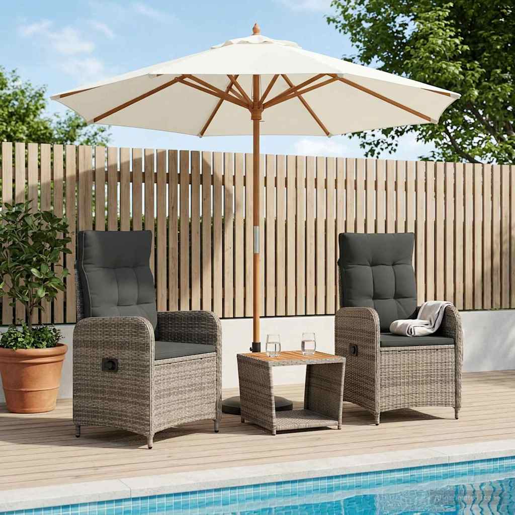 Garten-Lounge-Set 3 stk. Hellgrau und Dunkelgrau