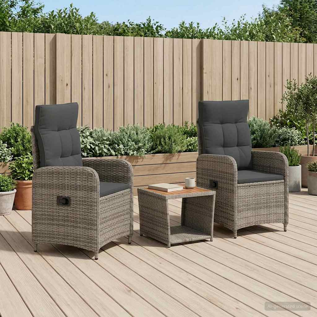 Garten-Lounge-Set 3 stk. Hellgrau und Dunkelgrau