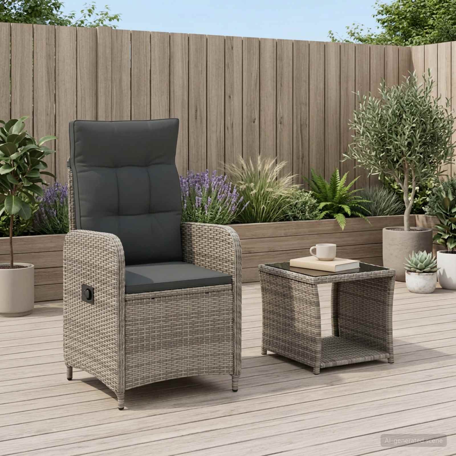 Garten-Lounge-Set 2 stk. Grau und Dunkelgrau