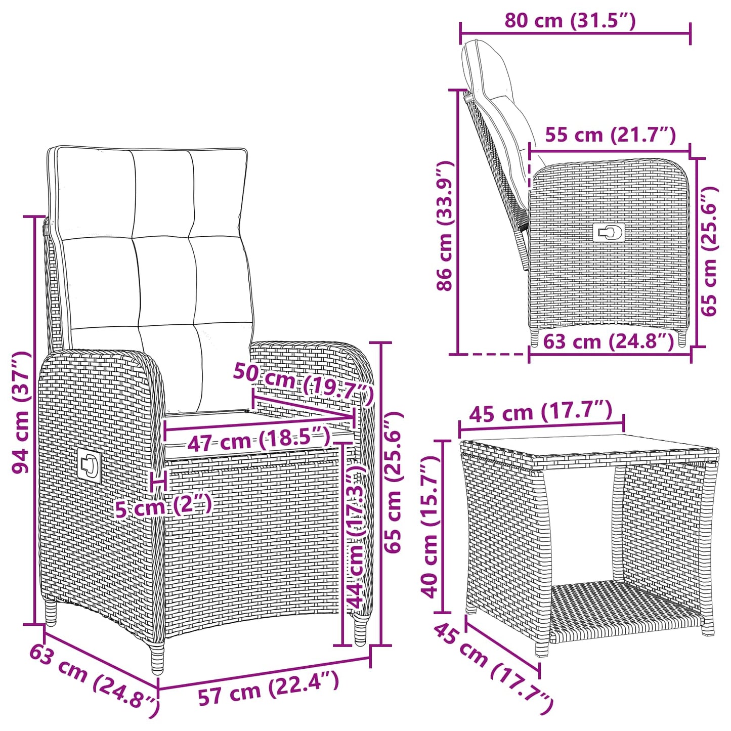 Garten-Lounge-Set 2 stk. Grau und Dunkelgrau