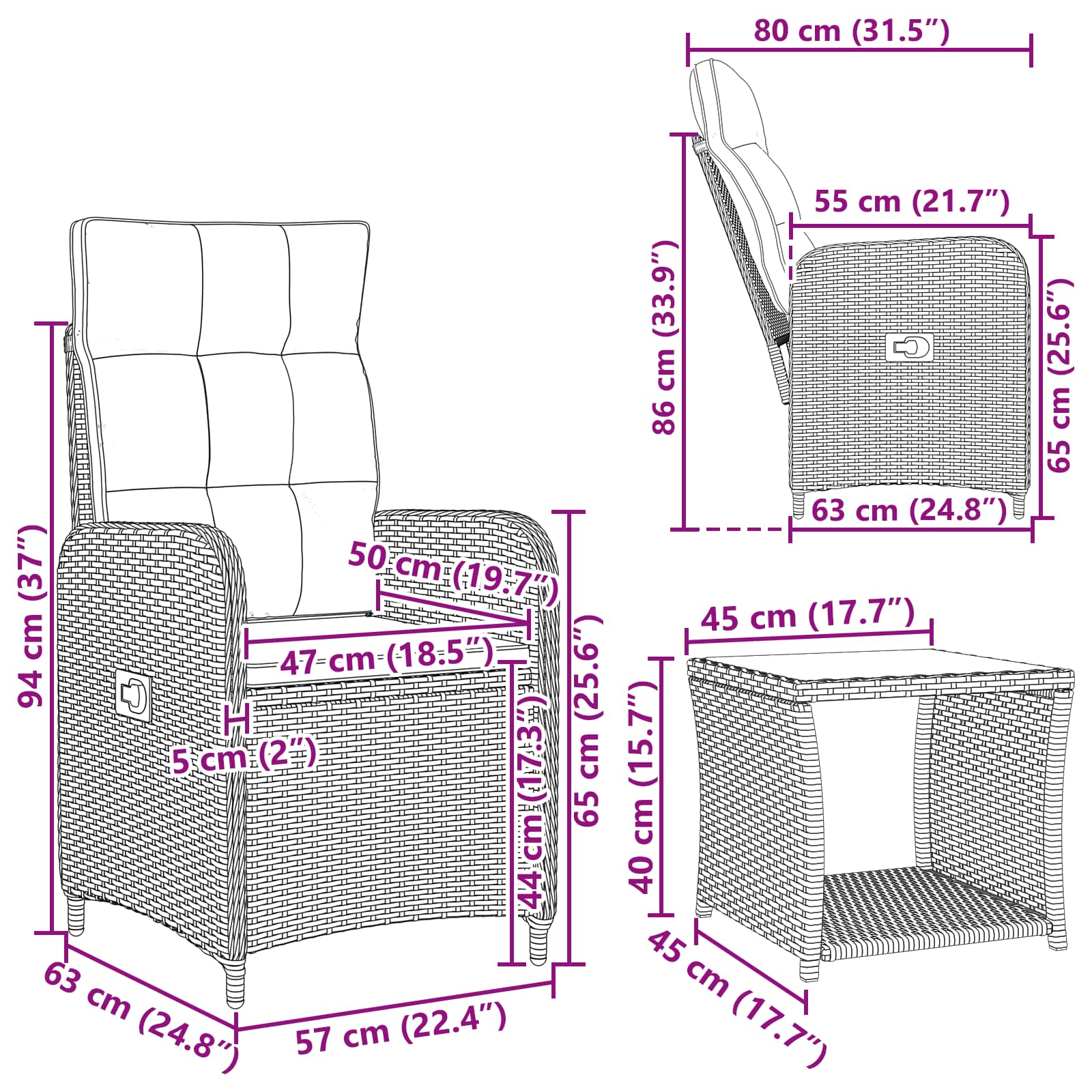 Garten-Lounge-Set 2 stk. Grau und Dunkelgrau