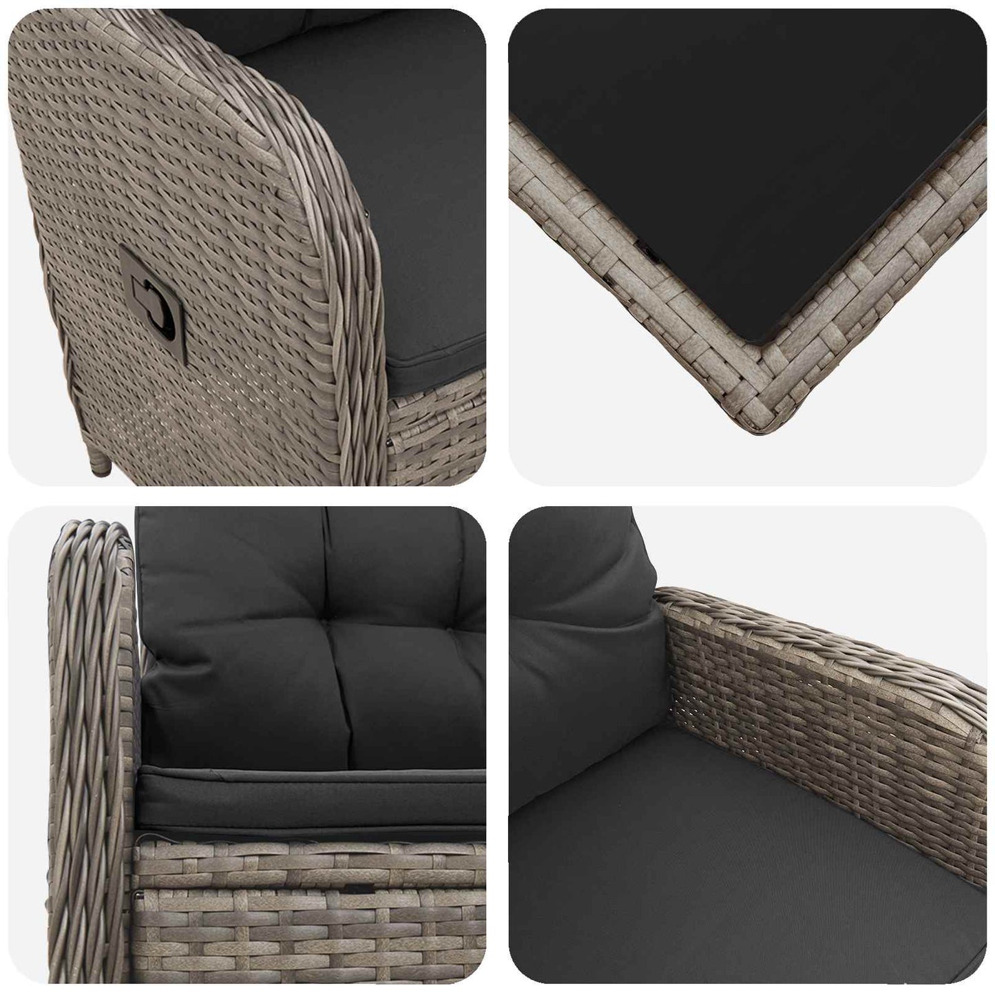 Garten-Lounge-Set 3 stk. Grau und Dunkelgrau
