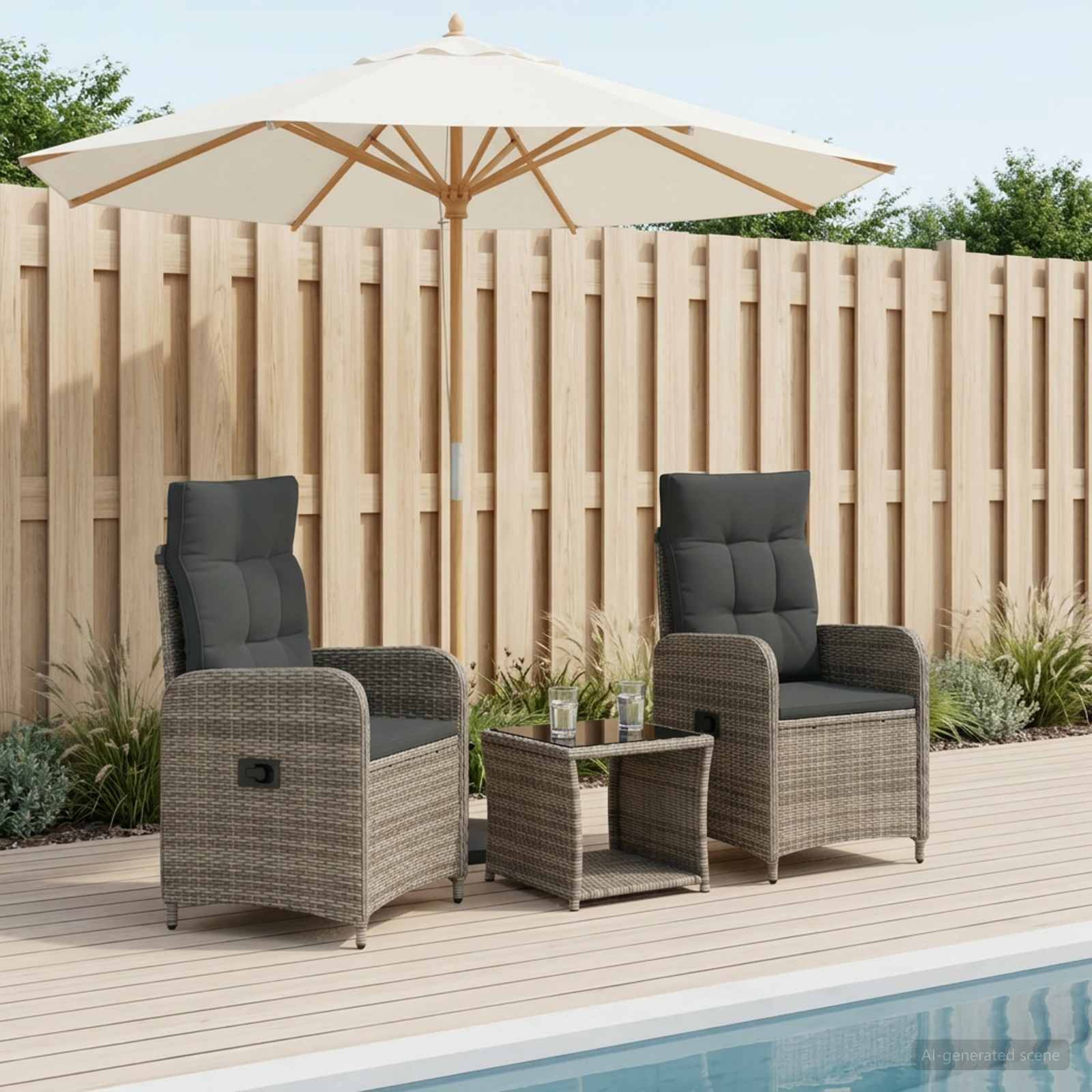 Garten-Lounge-Set 3 stk. Grau und Dunkelgrau