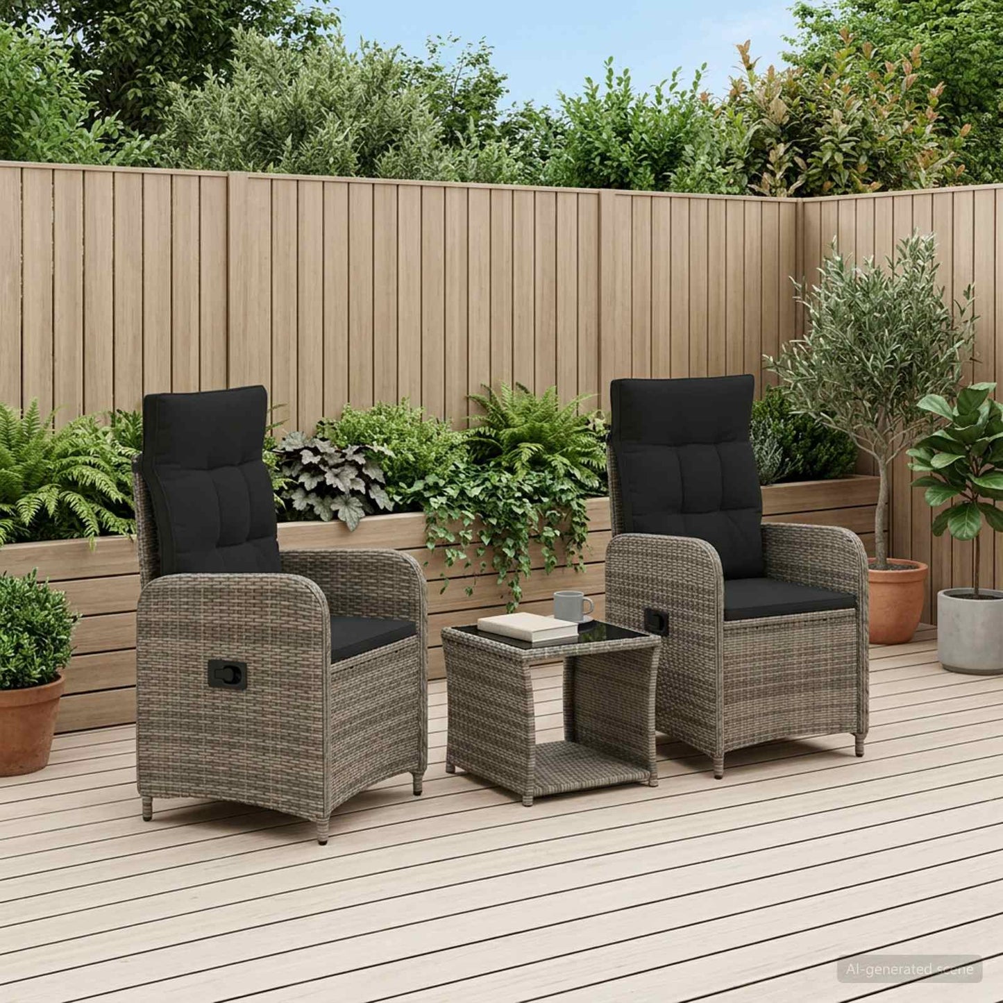 Garten-Lounge-Set 3 stk. Grau und Dunkelgrau
