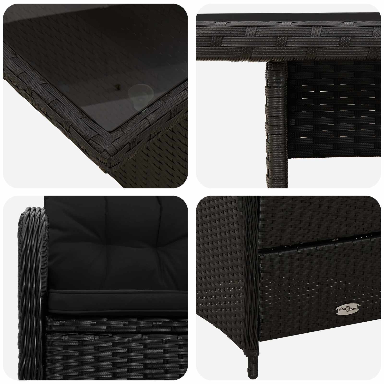 Outdoortisch-Set 3 pcs Schwarz Poly-Rattan