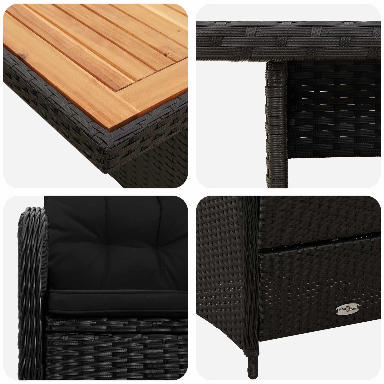 Outdoortisch-Set 3 stk. Schwarz
