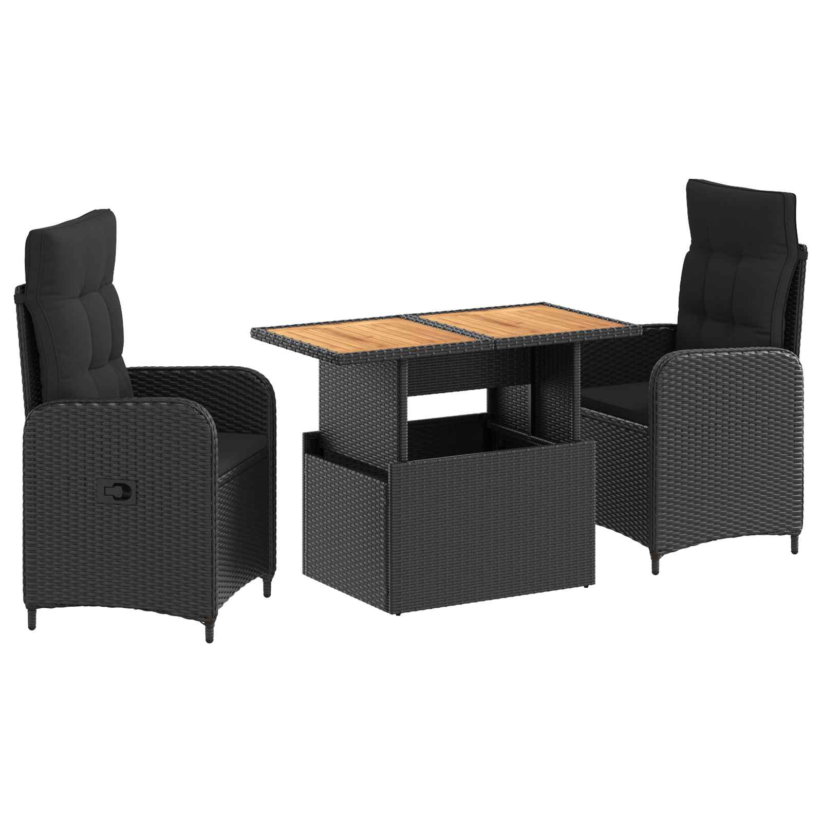 Outdoortisch-Set 3 stk. Schwarz