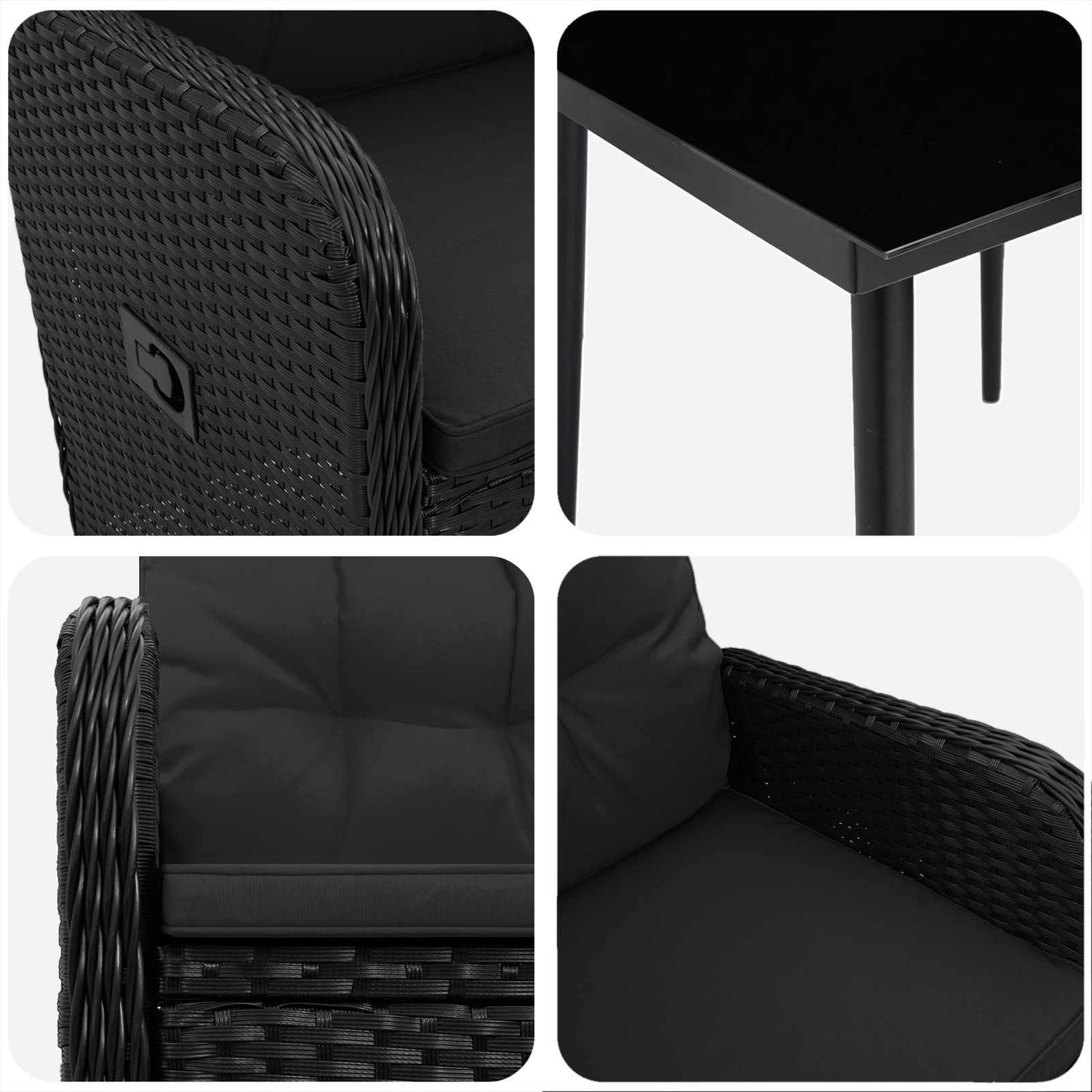 Sofa-Tischset 3 stk. Schwarz