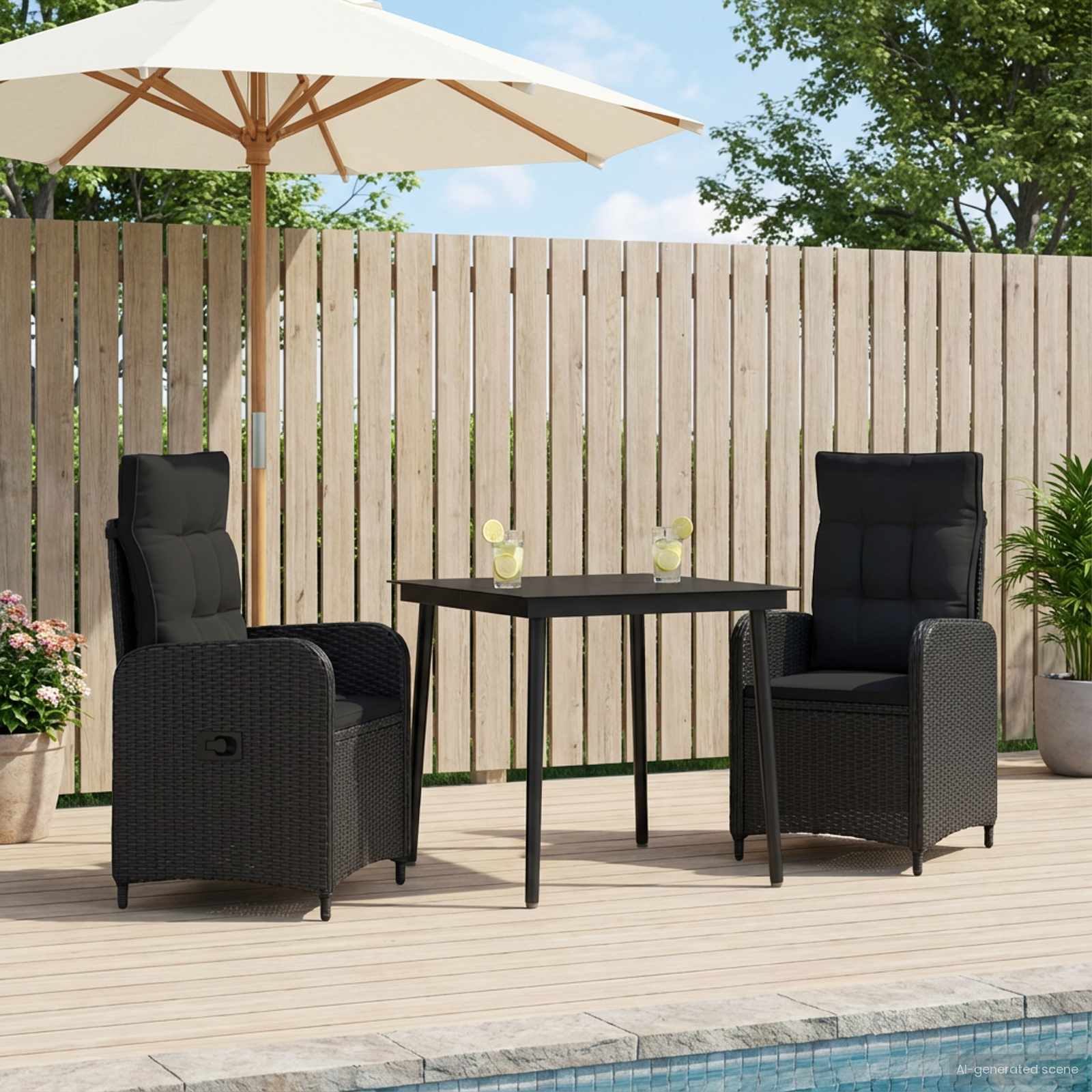 Sofa-Tischset 3 stk. Schwarz