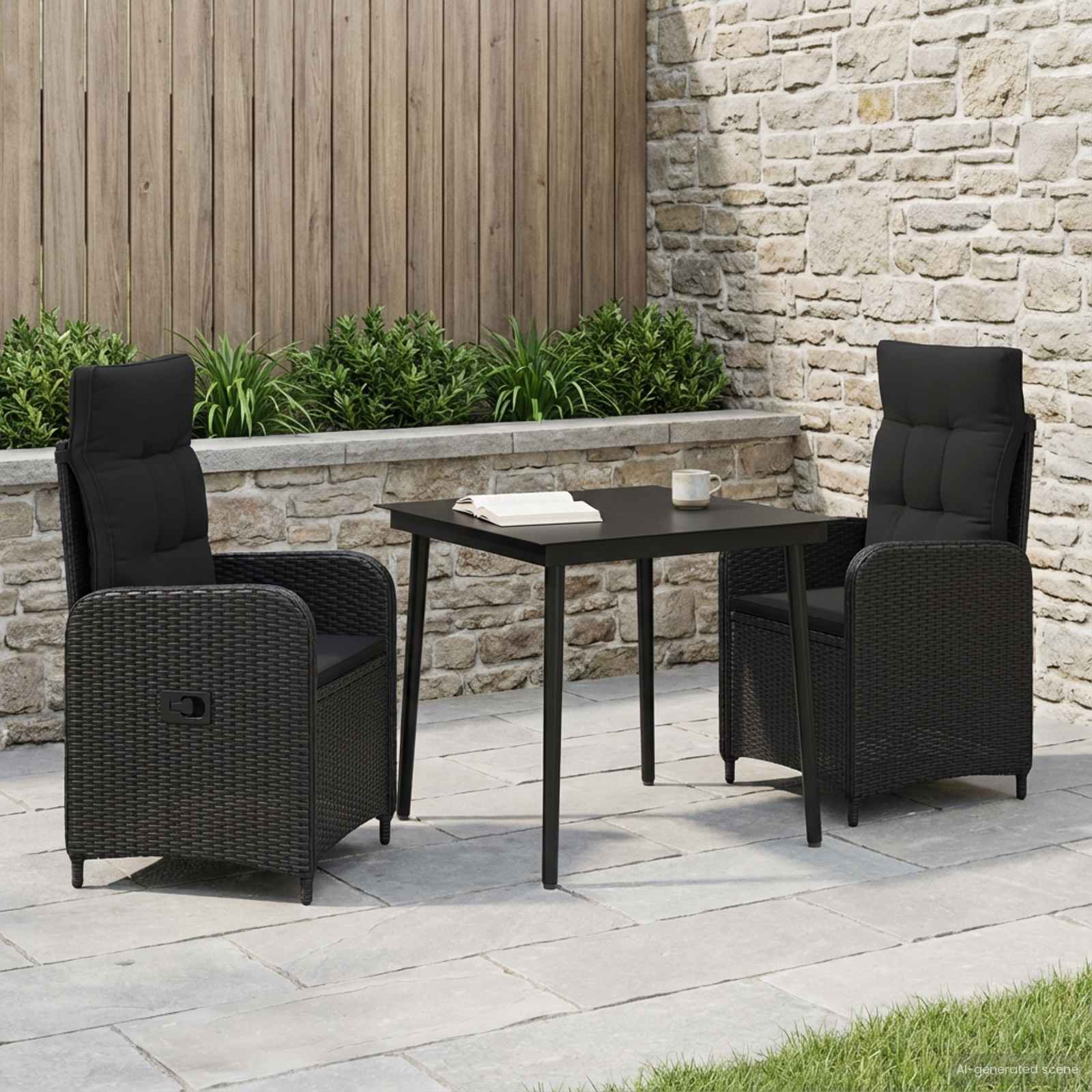 Sofa-Tischset 3 stk. Schwarz