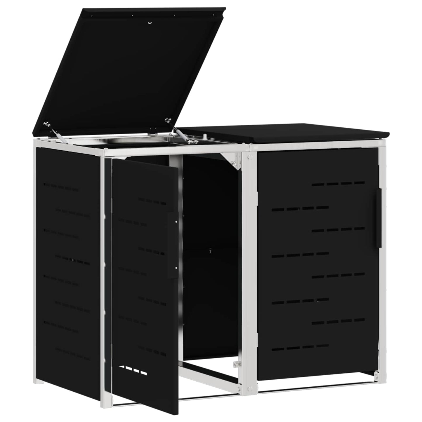 Rollbehälterlagerung for 2 Bins 240L Edelstahl Schwarz