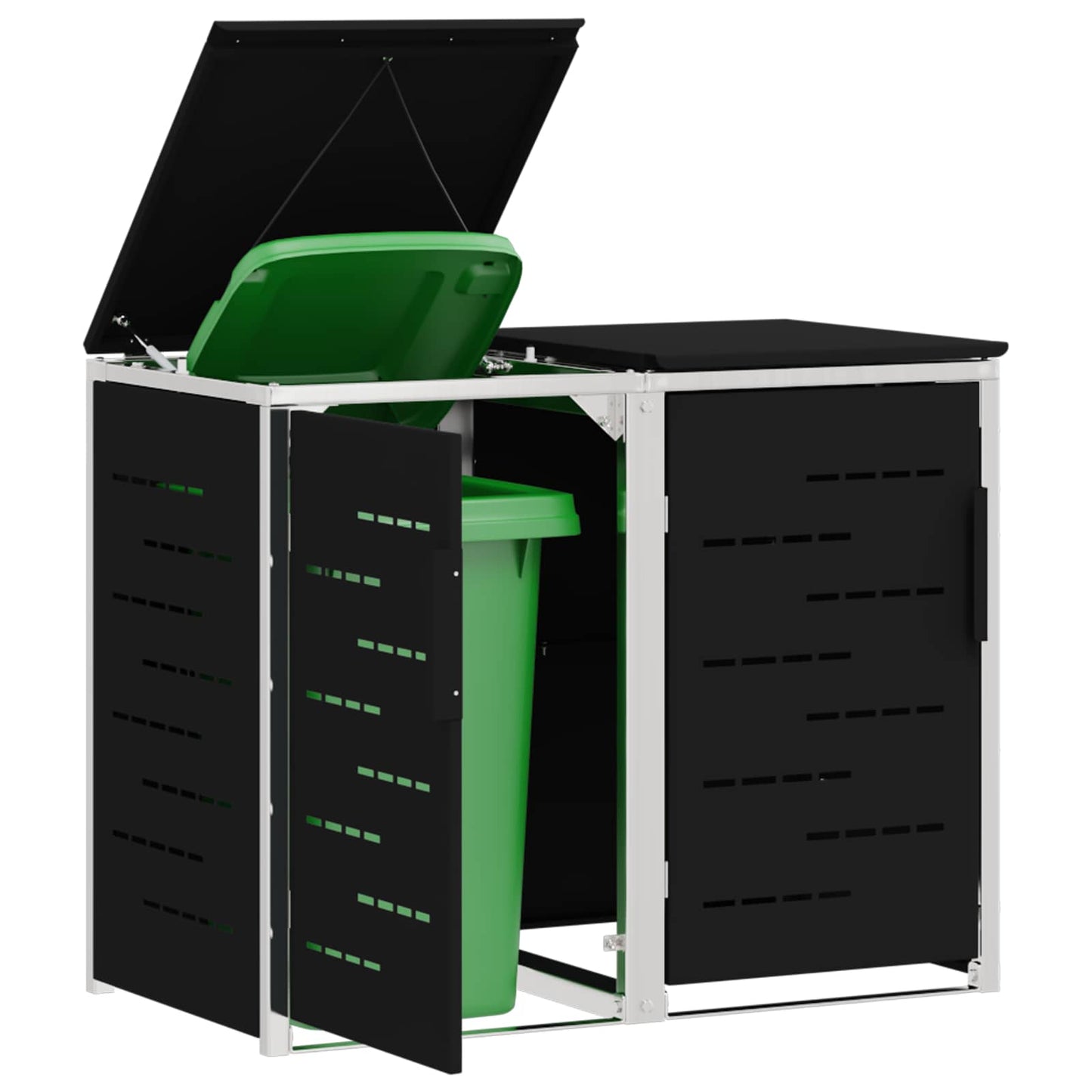 Rollbehälterlagerung for 2 Bins 240L Edelstahl Schwarz