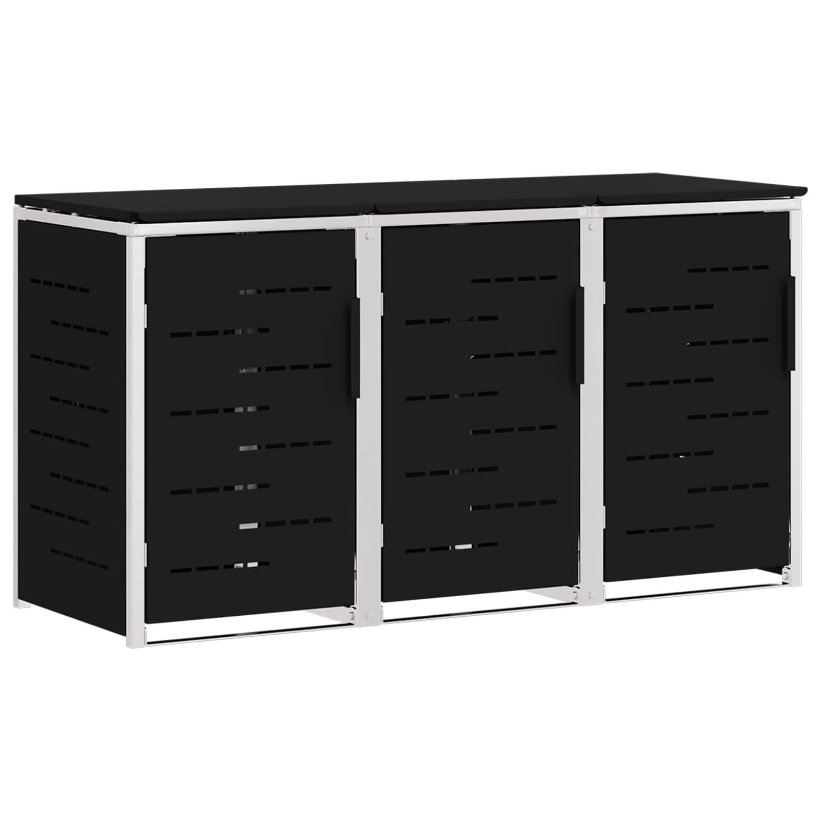Rollbehälterlagerung for 3 Bins 240L Edelstahl Schwarz
