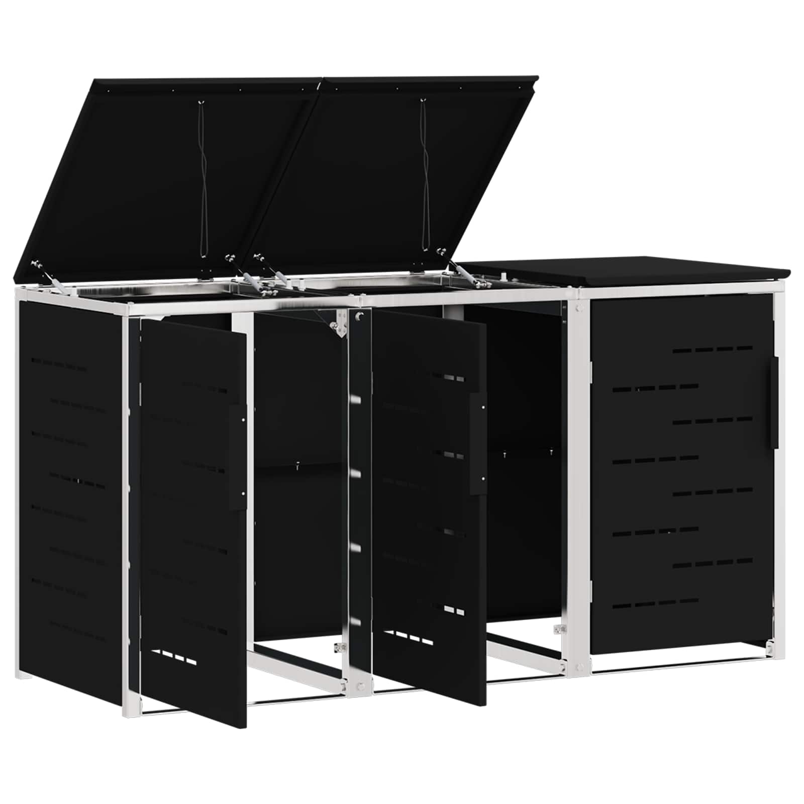 Rollbehälterlagerung for 3 Bins 240L Edelstahl Schwarz