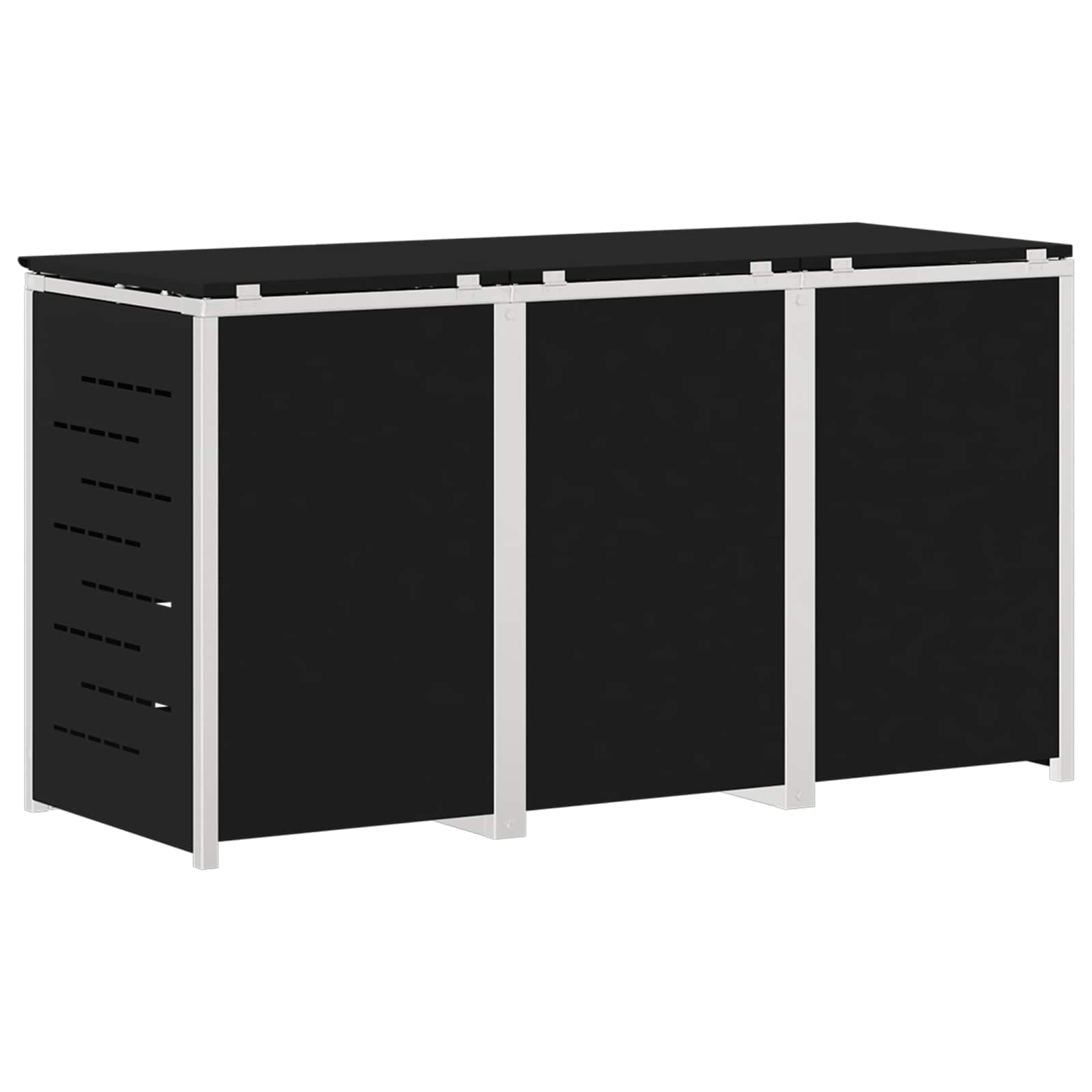 Rollbehälterlagerung for 3 Bins 240L Edelstahl Schwarz