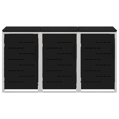 Rollbehälterlagerung for 3 Bins 240L Edelstahl Schwarz