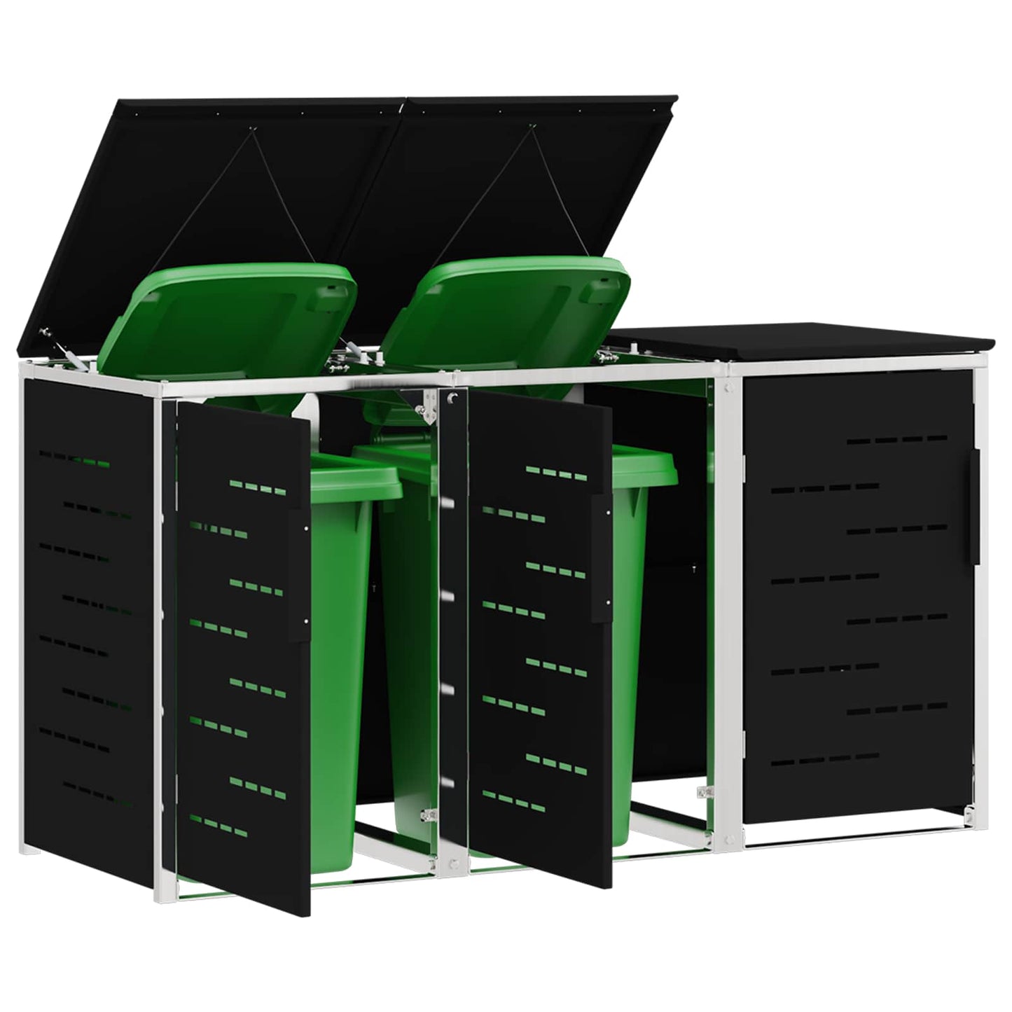 Rollbehälterlagerung for 3 Bins 240L Edelstahl Schwarz