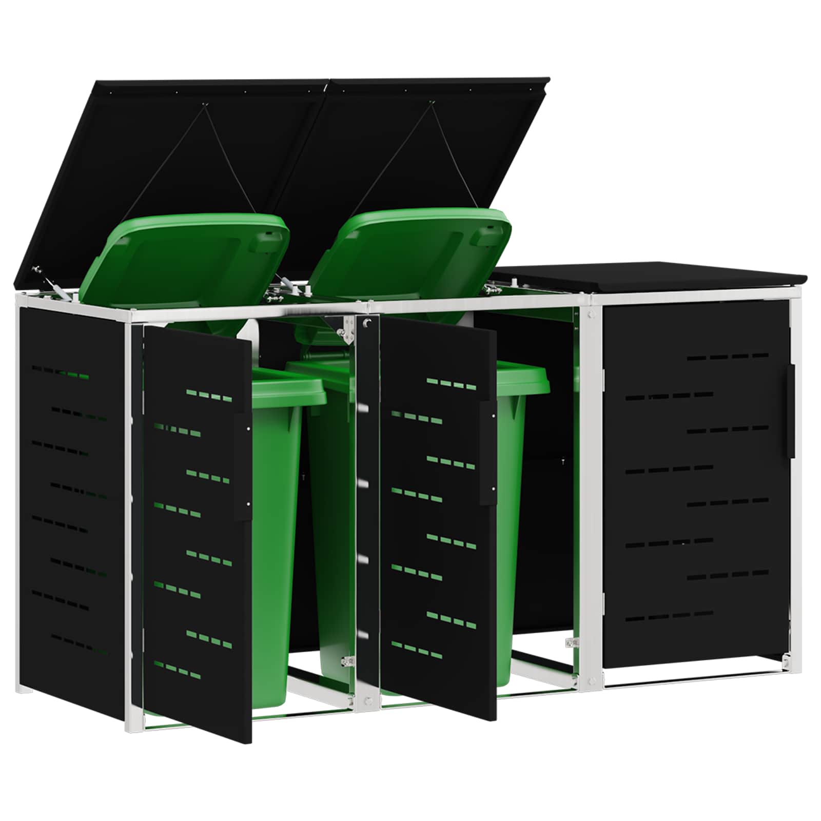 Rollbehälterlagerung for 3 Bins 240L Edelstahl Schwarz