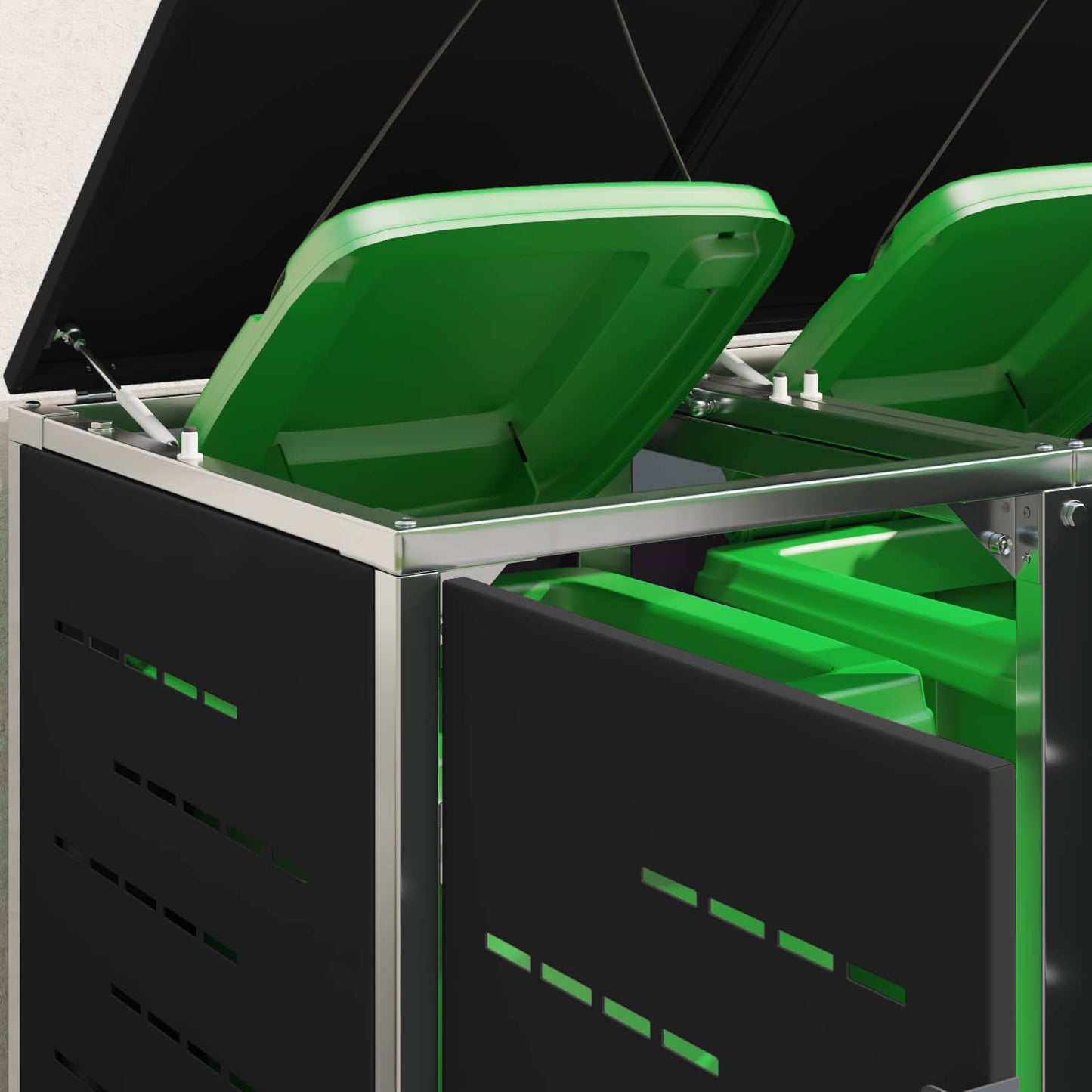 Rollbehälterlagerung for 4 Bins 240L Edelstahl Schwarz