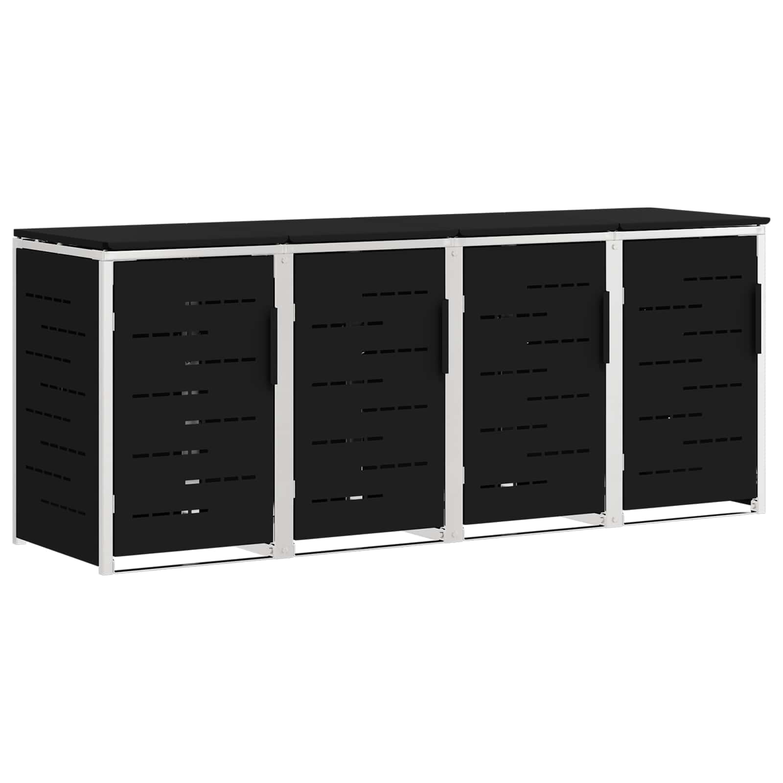 Rollbehälterlagerung for 4 Bins 240L Edelstahl Schwarz