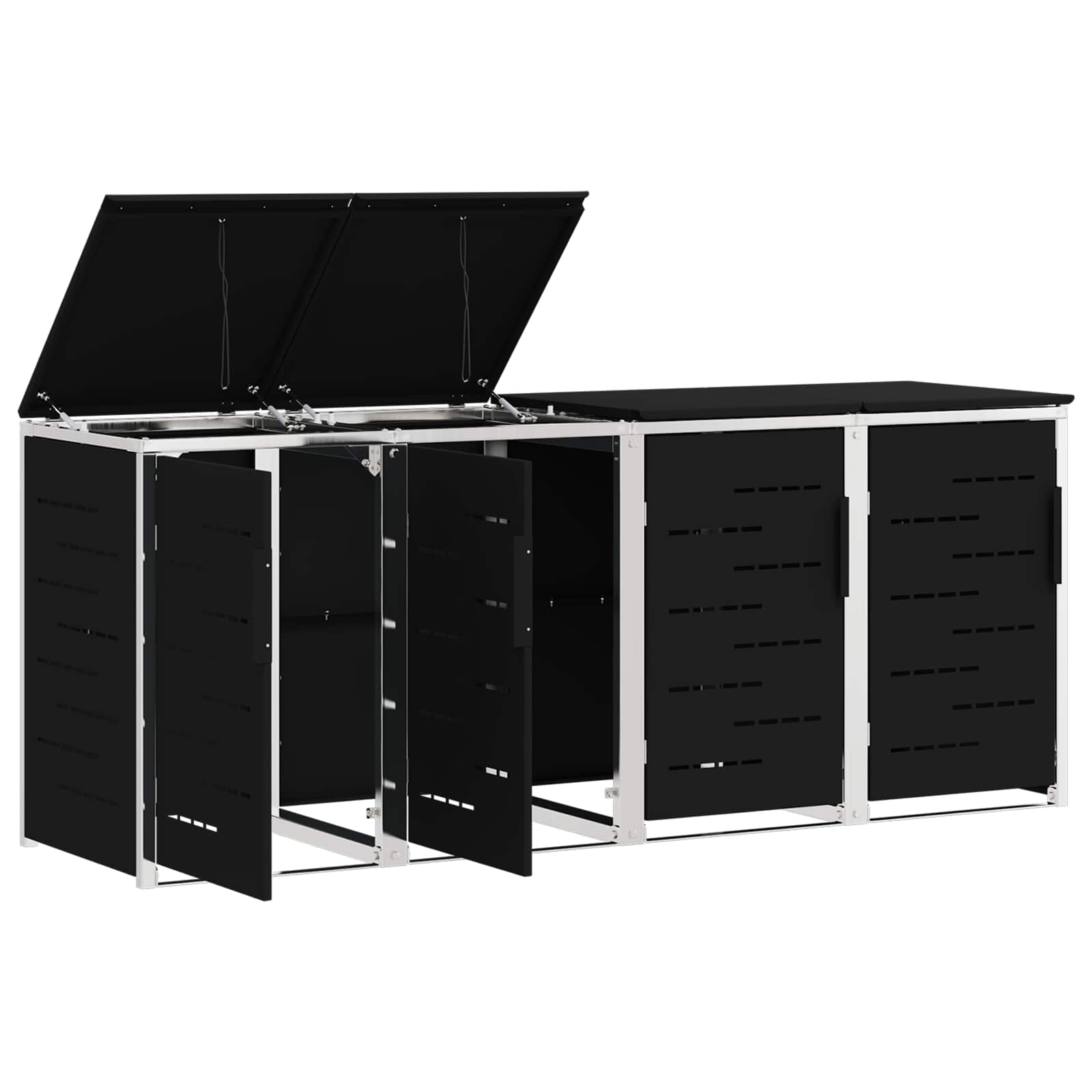 Rollbehälterlagerung for 4 Bins 240L Edelstahl Schwarz