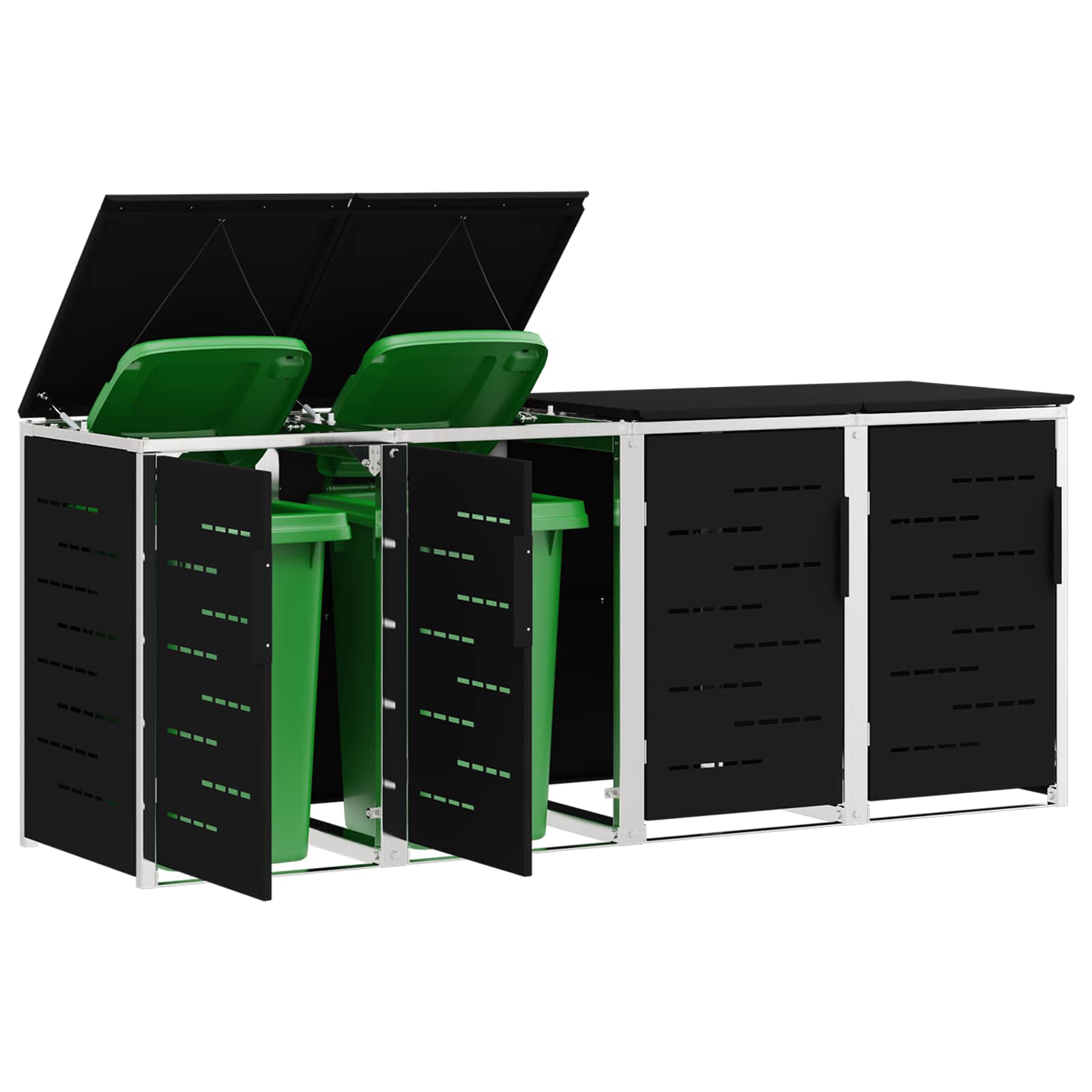 Rollbehälterlagerung for 4 Bins 240L Edelstahl Schwarz
