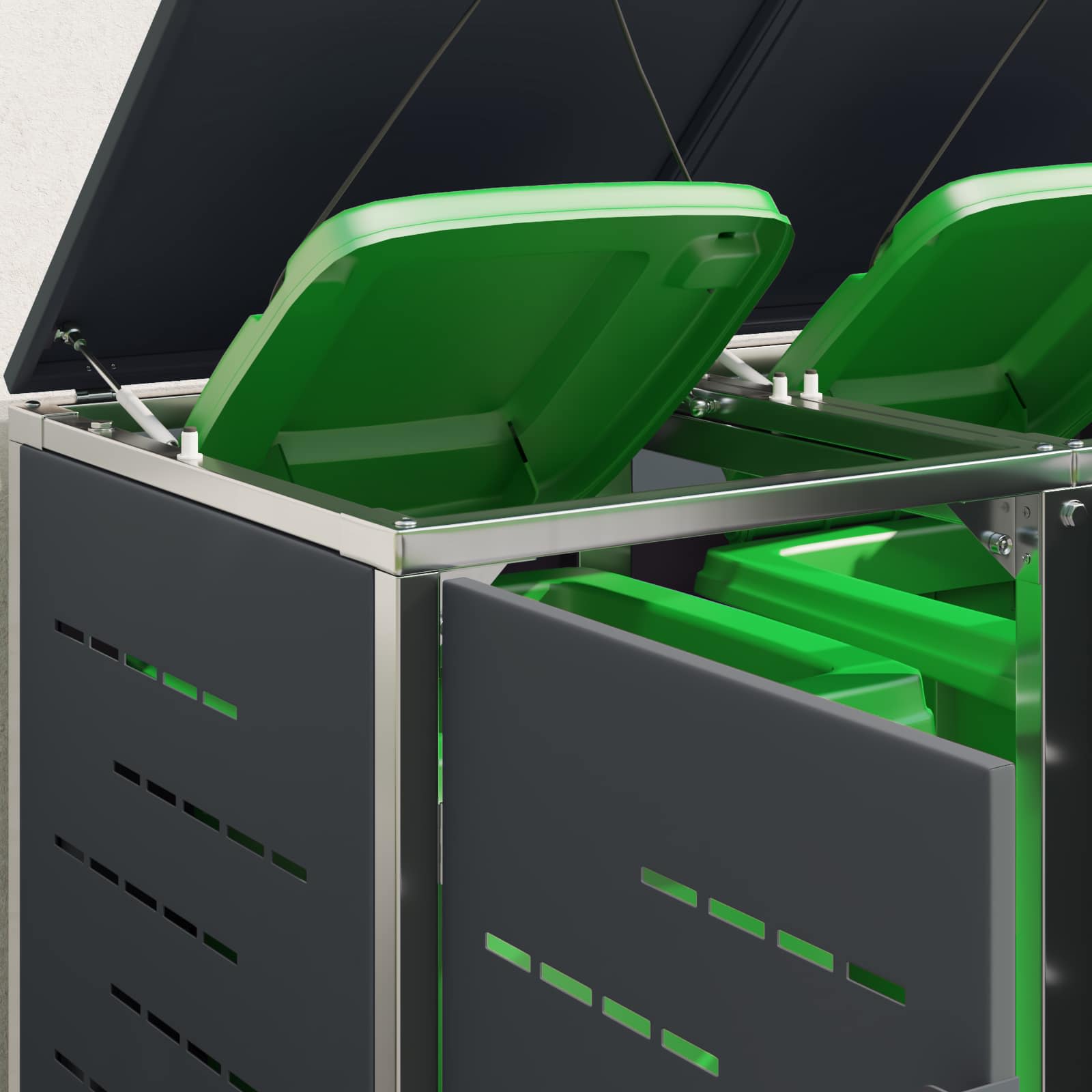 Rollbehälterlagerung for 2 Bins 240L Edelstahl Anthrazit