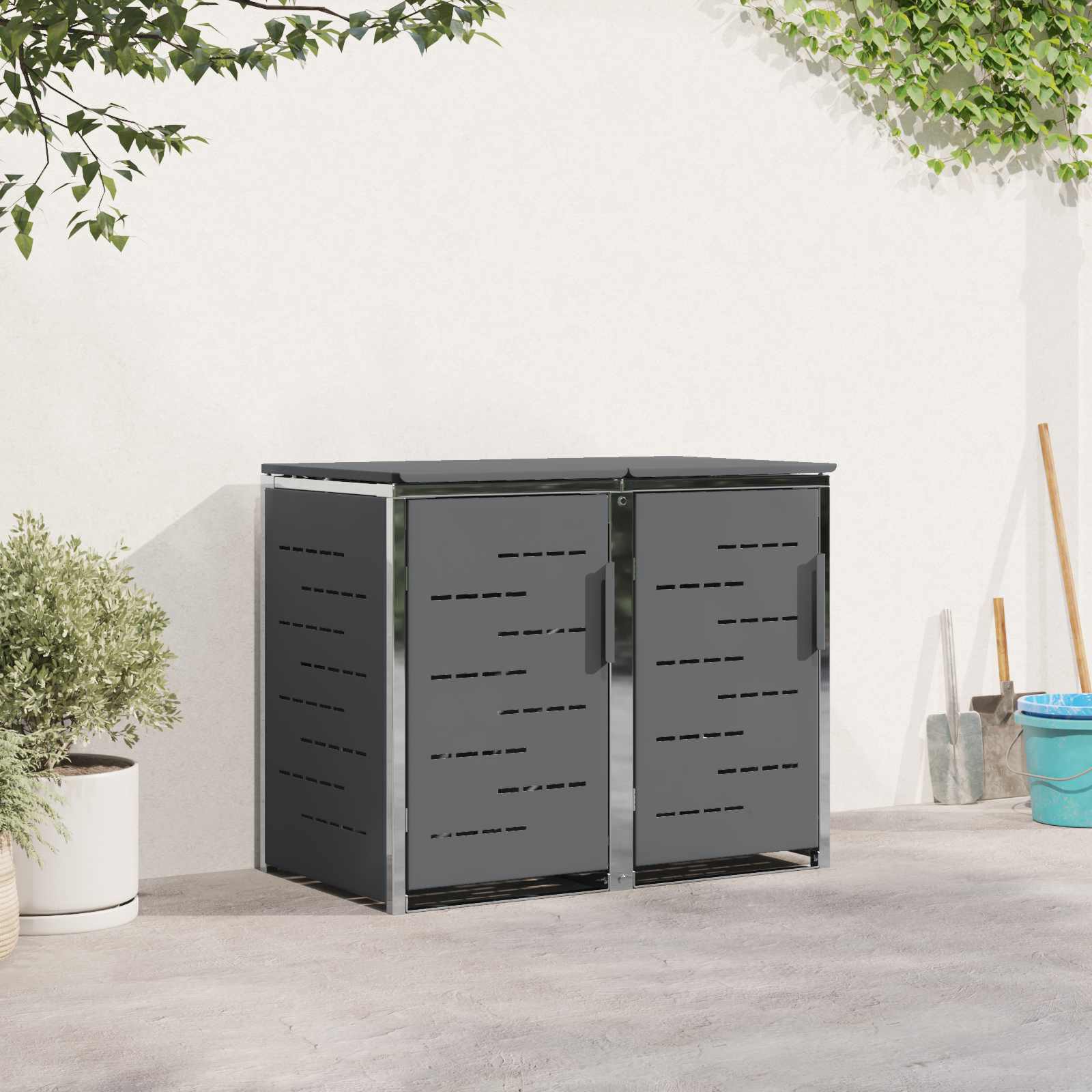 Rollbehälterlagerung for 2 Bins 240L Edelstahl Anthrazit