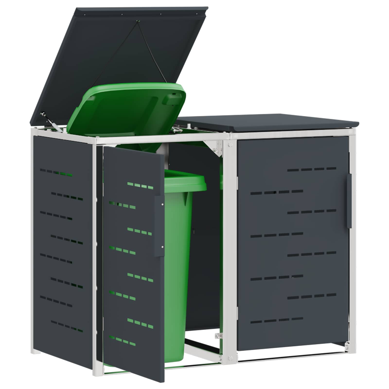 Rollbehälterlagerung for 2 Bins 240L Edelstahl Anthrazit