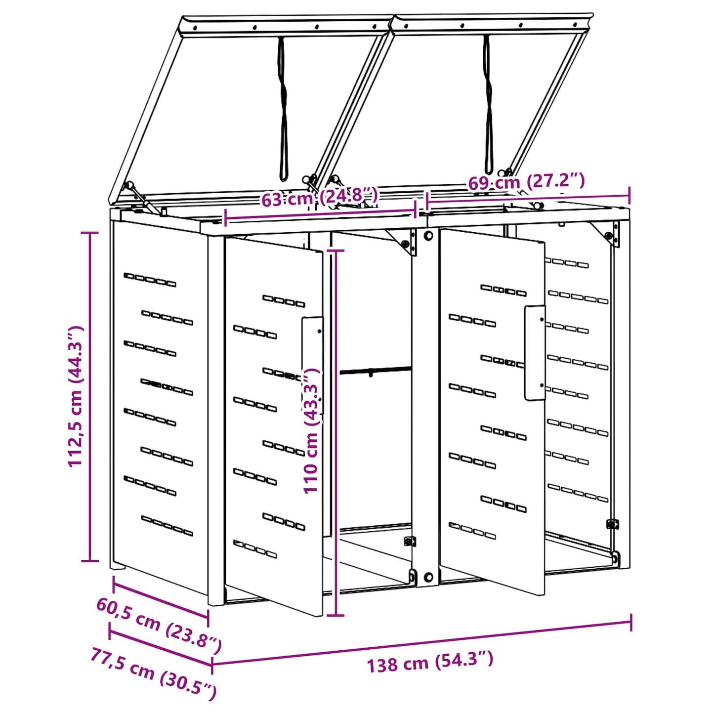 Rollbehälterlagerung for 2 Bins 240L Edelstahl Anthrazit