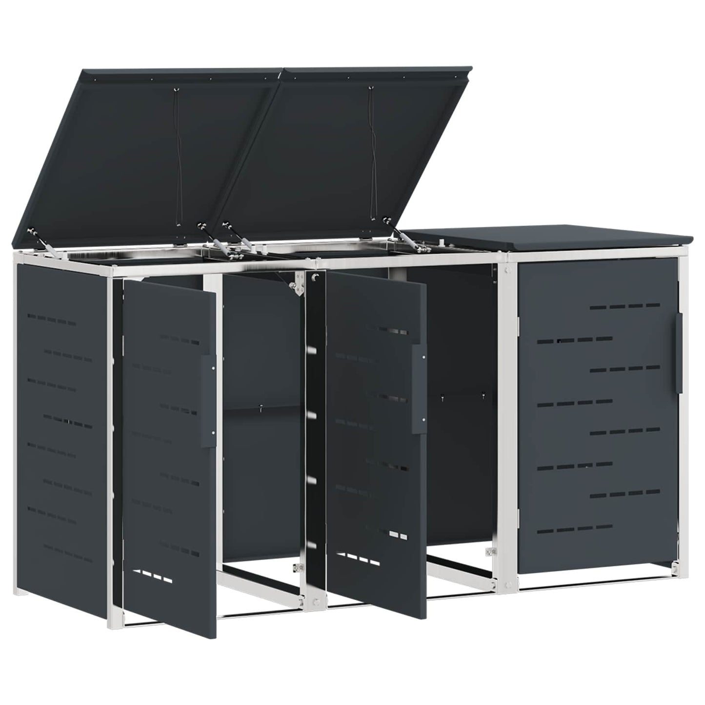 Rollbehälterlagerung for 3 Bins 240L Edelstahl Anthrazit