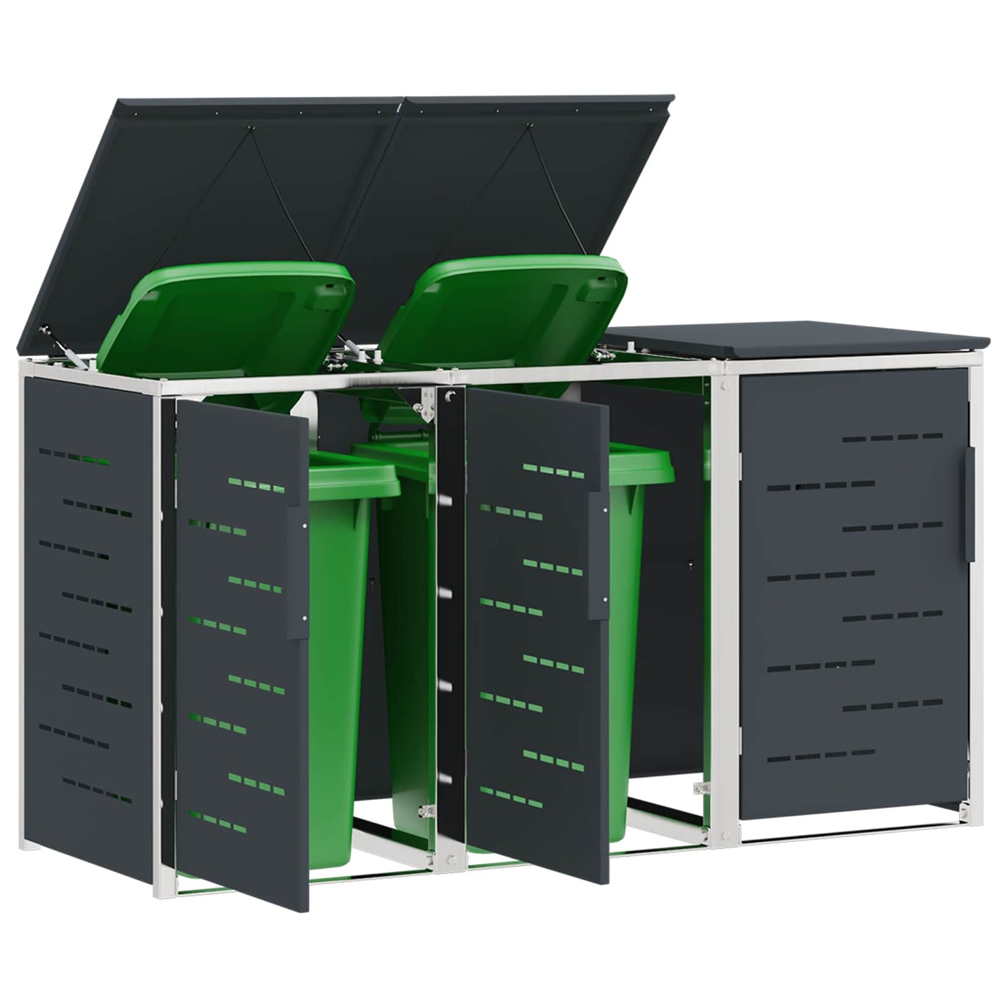 Rollbehälterlagerung for 3 Bins 240L Edelstahl Anthrazit