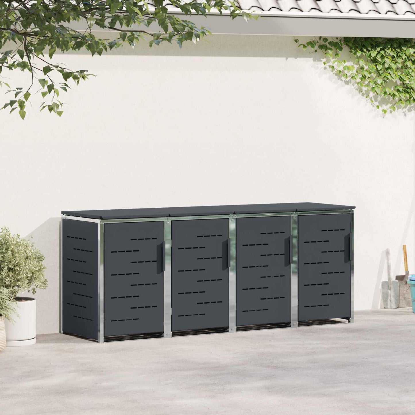 Rollbehälterlagerung for 4 Bins 240L Edelstahl Anthrazit