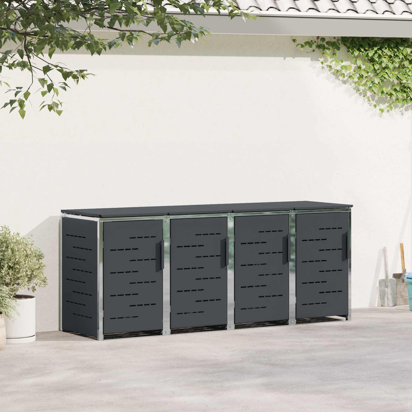 Rollbehälterlagerung for 4 Bins 240L Edelstahl Anthrazit