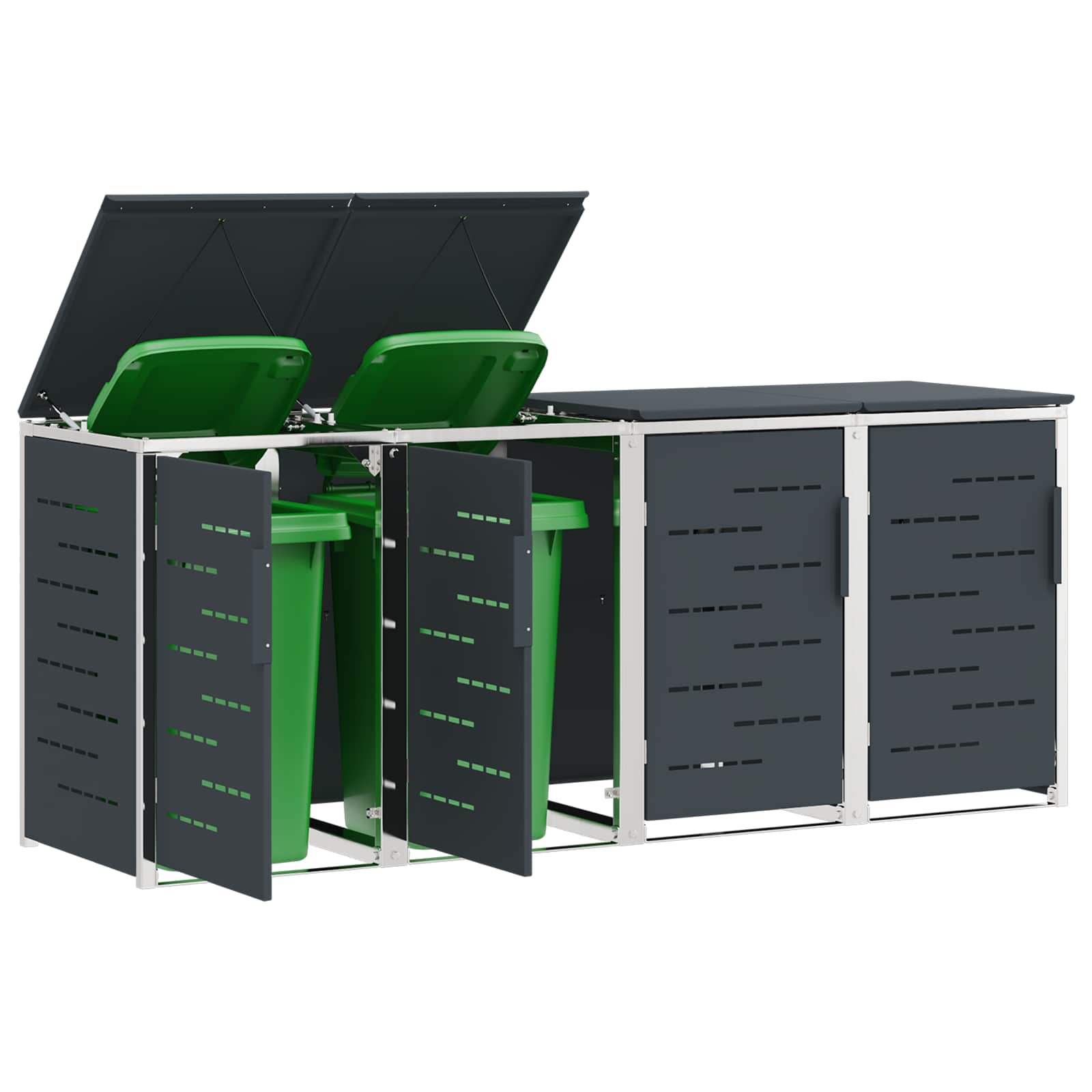 Rollbehälterlagerung for 4 Bins 240L Edelstahl Anthrazit
