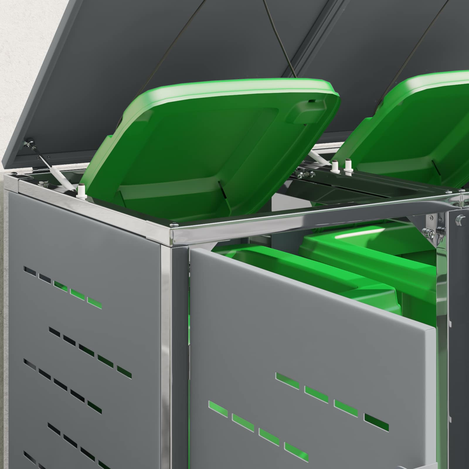 Rollbehälterlagerung for 2 Bins 240L Edelstahl Grau