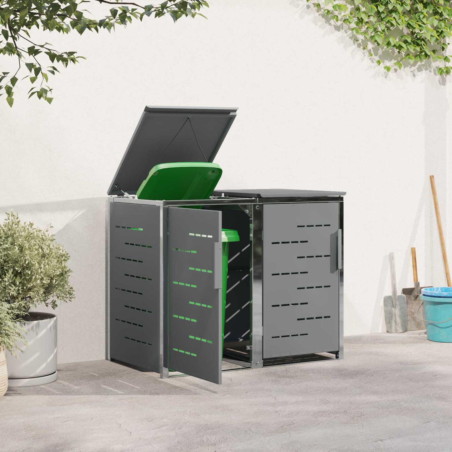 Rollbehälterlagerung for 2 Bins 240L Edelstahl Grau