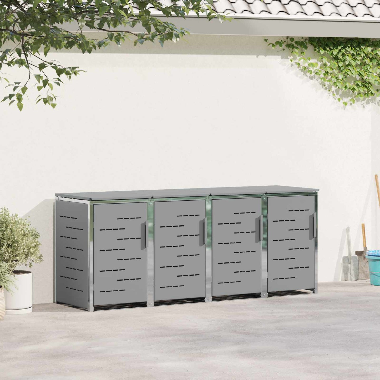 Rollbehälterlagerung for 4 Bins 240L Edelstahl Grau