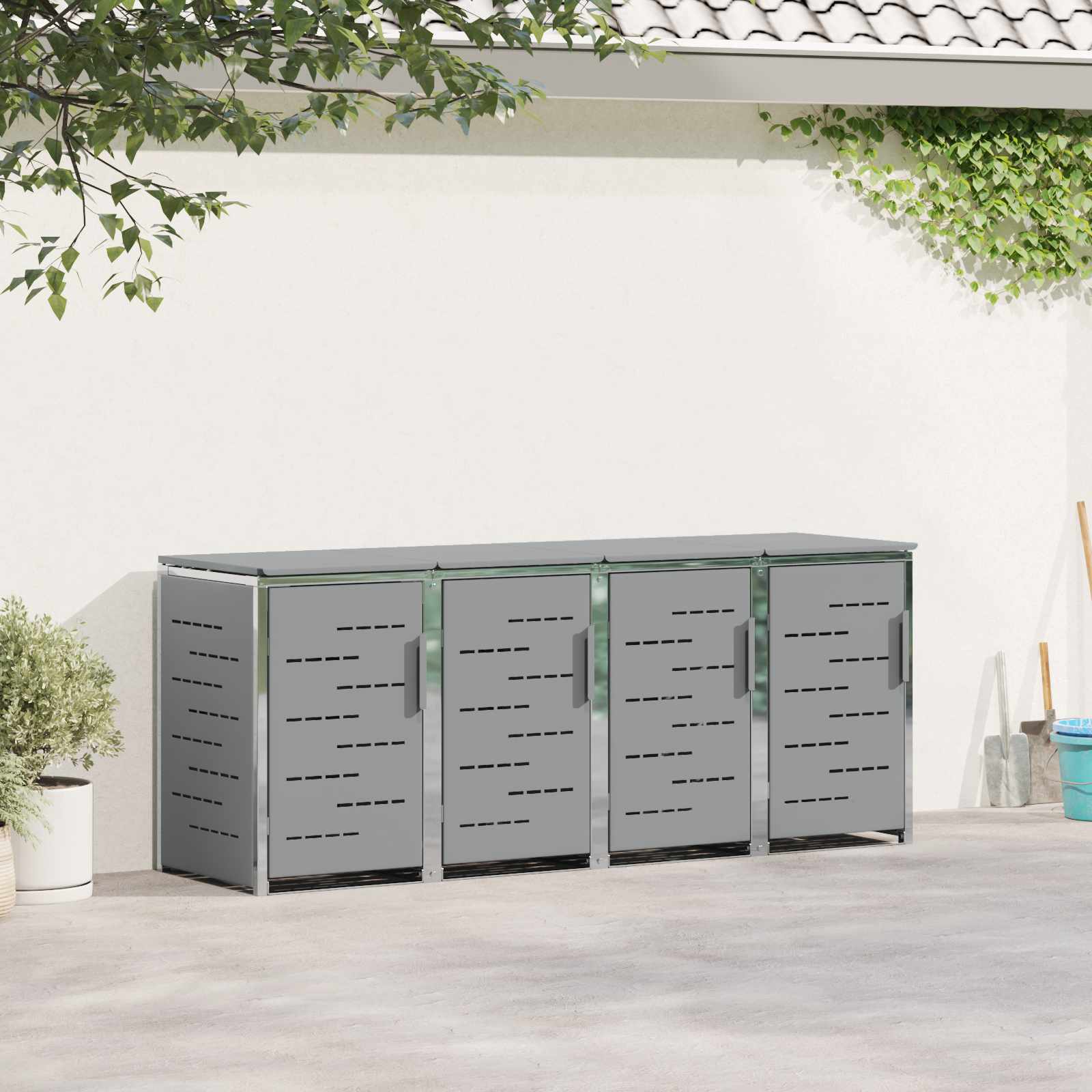 Rollbehälterlagerung for 4 Bins 240L Edelstahl Grau